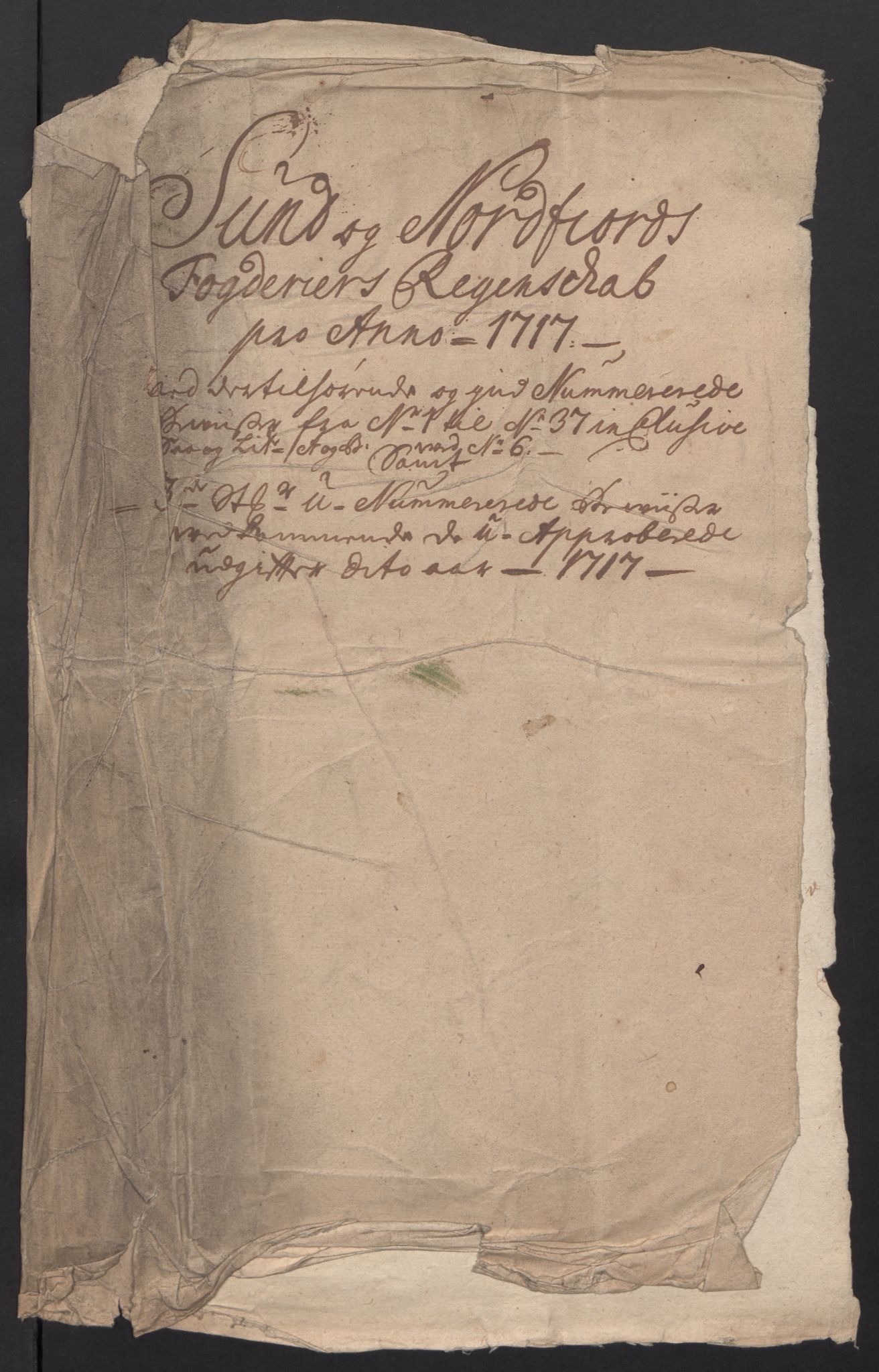 Rentekammeret inntil 1814, Reviderte regnskaper, Fogderegnskap, RA/EA-4092/R53/L3441: Fogderegnskap Sunn- og Nordfjord, 1717-1718, p. 3