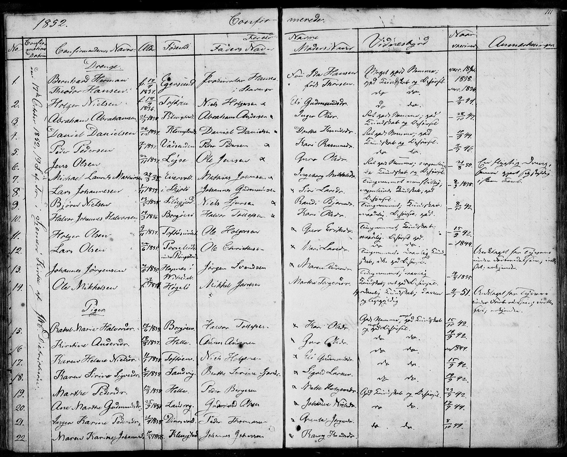 Nedstrand sokneprestkontor, SAST/A-101841/01/IV: Parish register (official) no. A 8, 1839-1860, p. 111