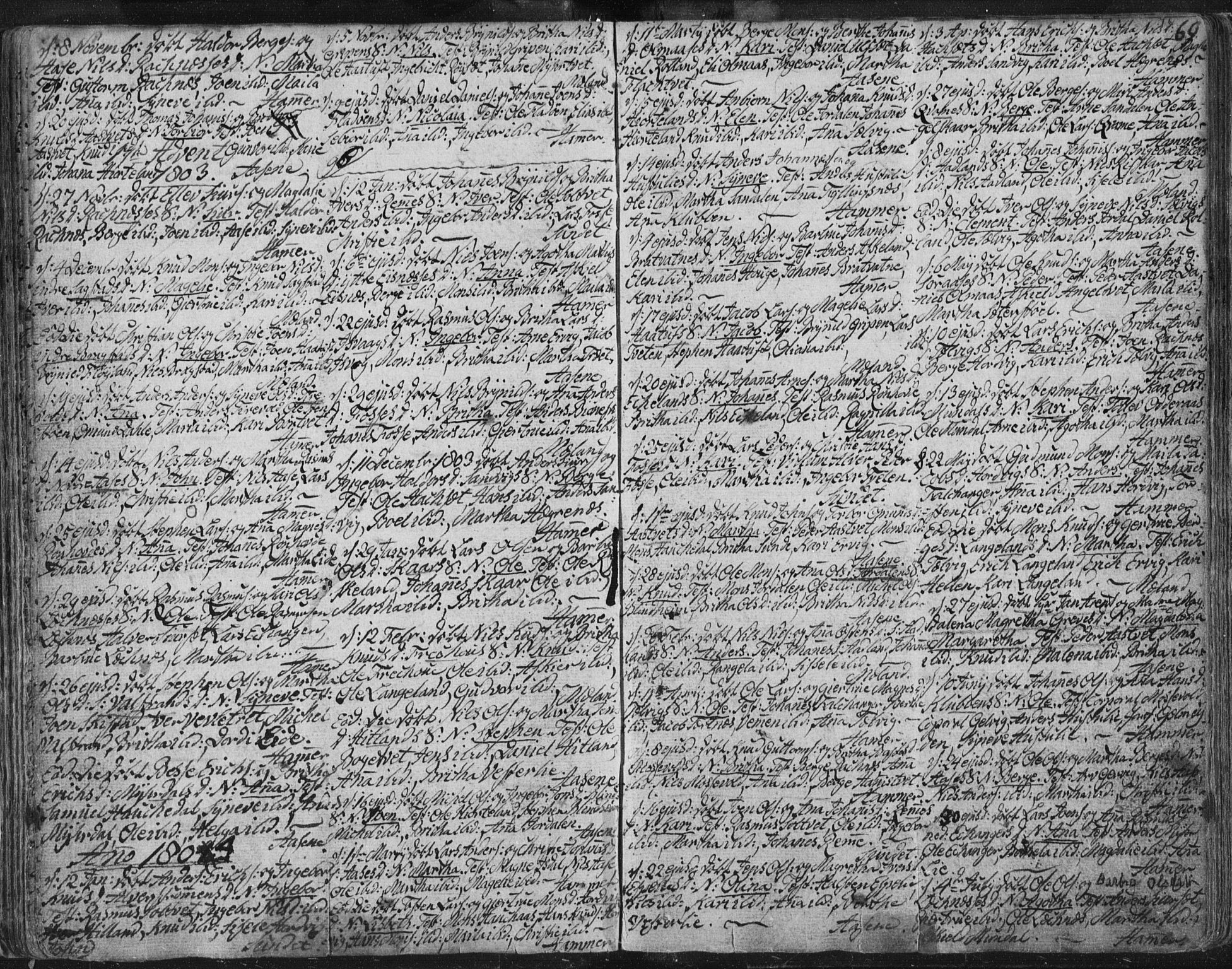 Hamre sokneprestembete, AV/SAB-A-75501/H/Ha/Haa/Haaa/L0008: Parish register (official) no. A 8, 1778-1804, p. 69