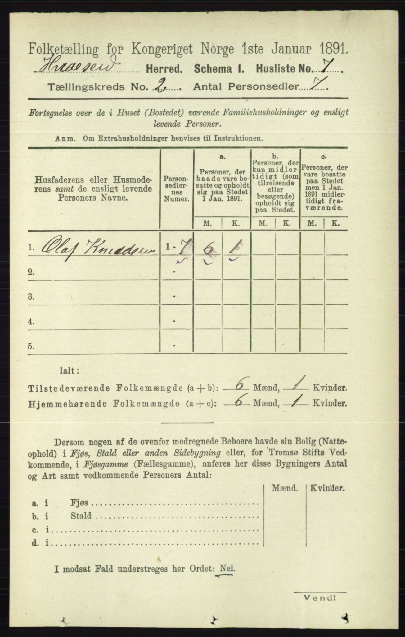 RA, 1891 census for 0829 Kviteseid, 1891, p. 265