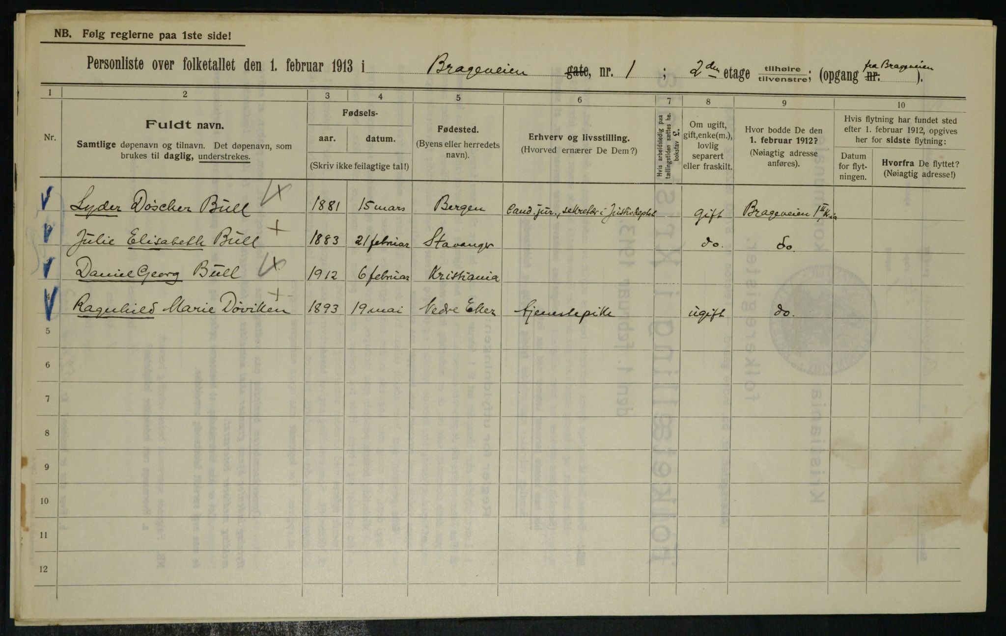 OBA, Municipal Census 1913 for Kristiania, 1913, p. 7949