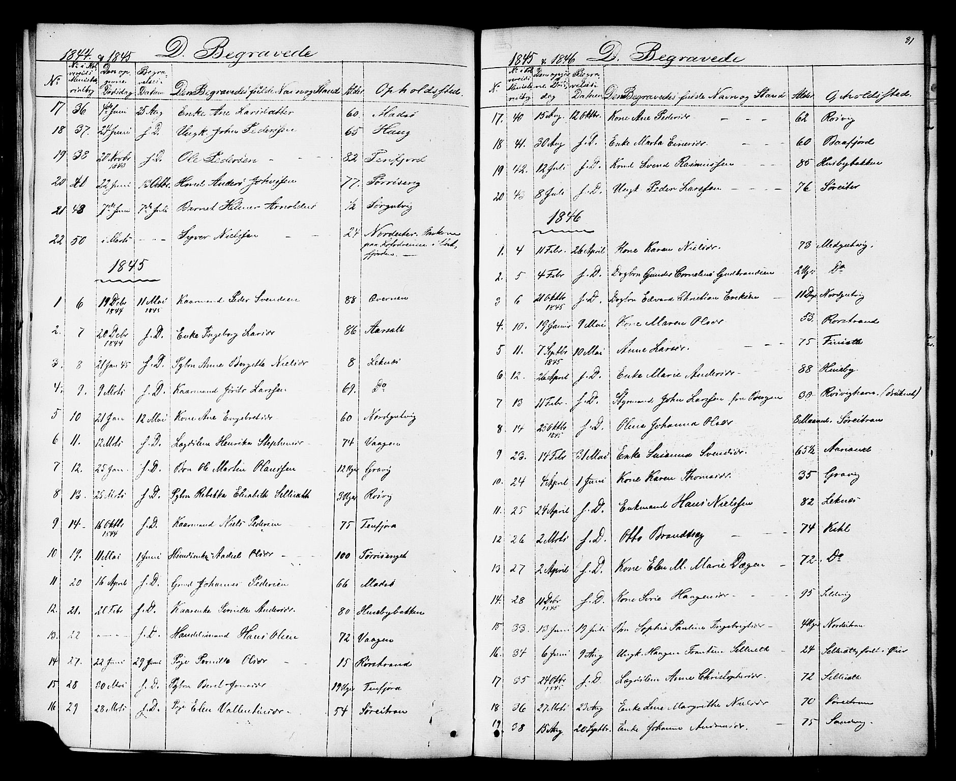 Ministerialprotokoller, klokkerbøker og fødselsregistre - Nord-Trøndelag, SAT/A-1458/788/L0695: Parish register (official) no. 788A02, 1843-1862, p. 81