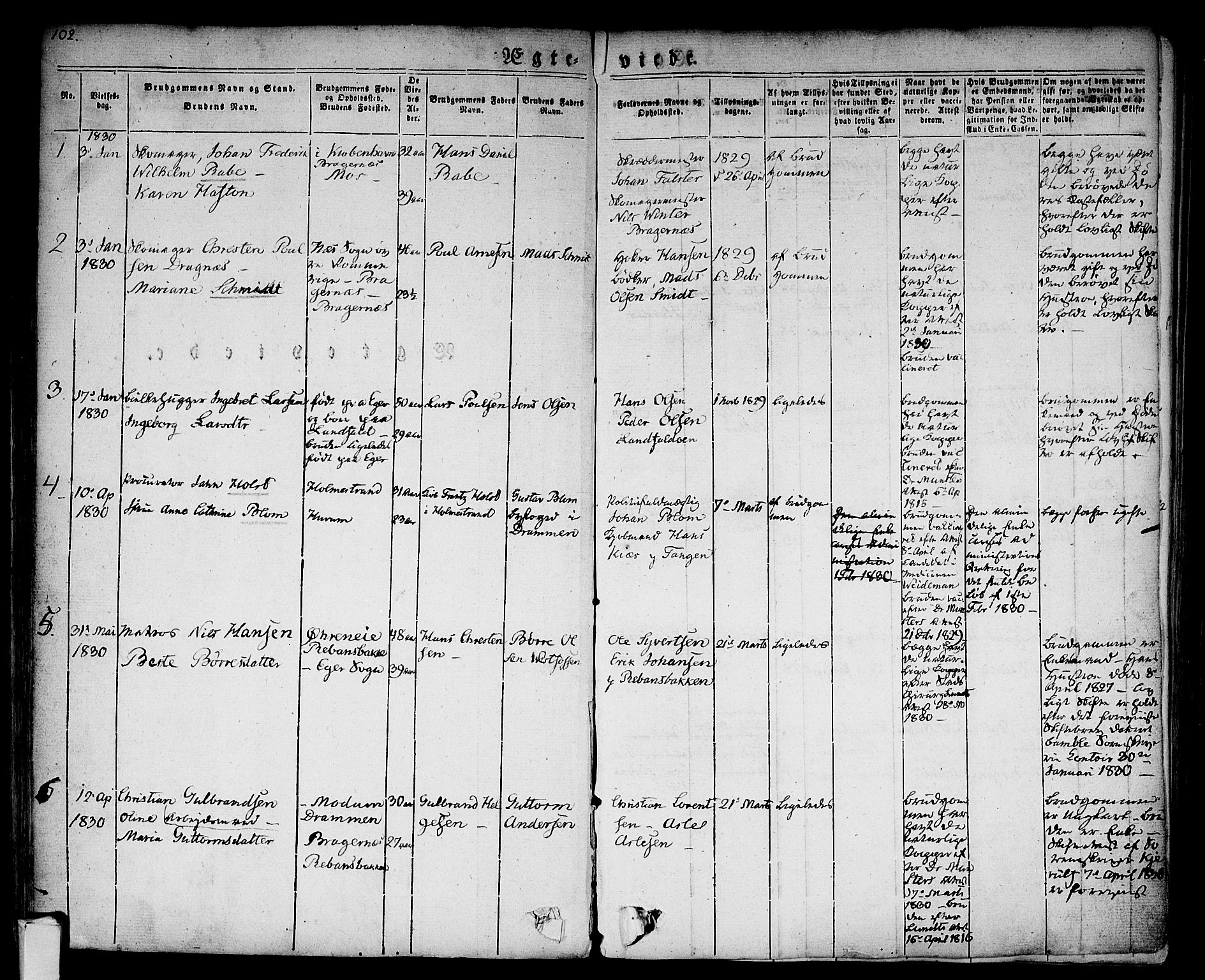 Bragernes kirkebøker, SAKO/A-6/F/Fc/L0001: Parish register (official) no. III 1, 1830-1853, p. 102