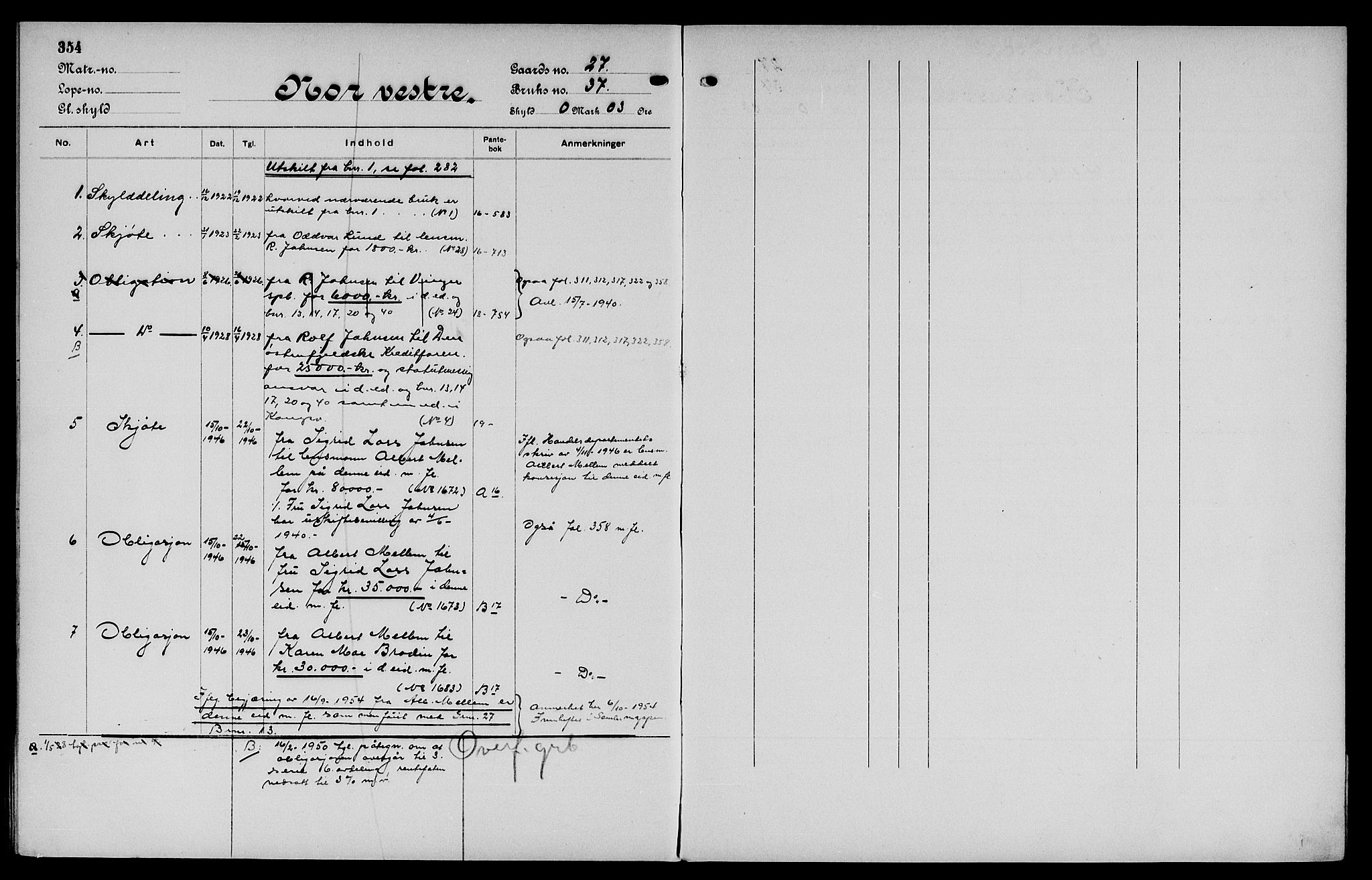 Vinger og Odal sorenskriveri, SAH/TING-022/H/Ha/Hac/Hacc/L0004: Mortgage register no. 3.4, 1923, p. 354