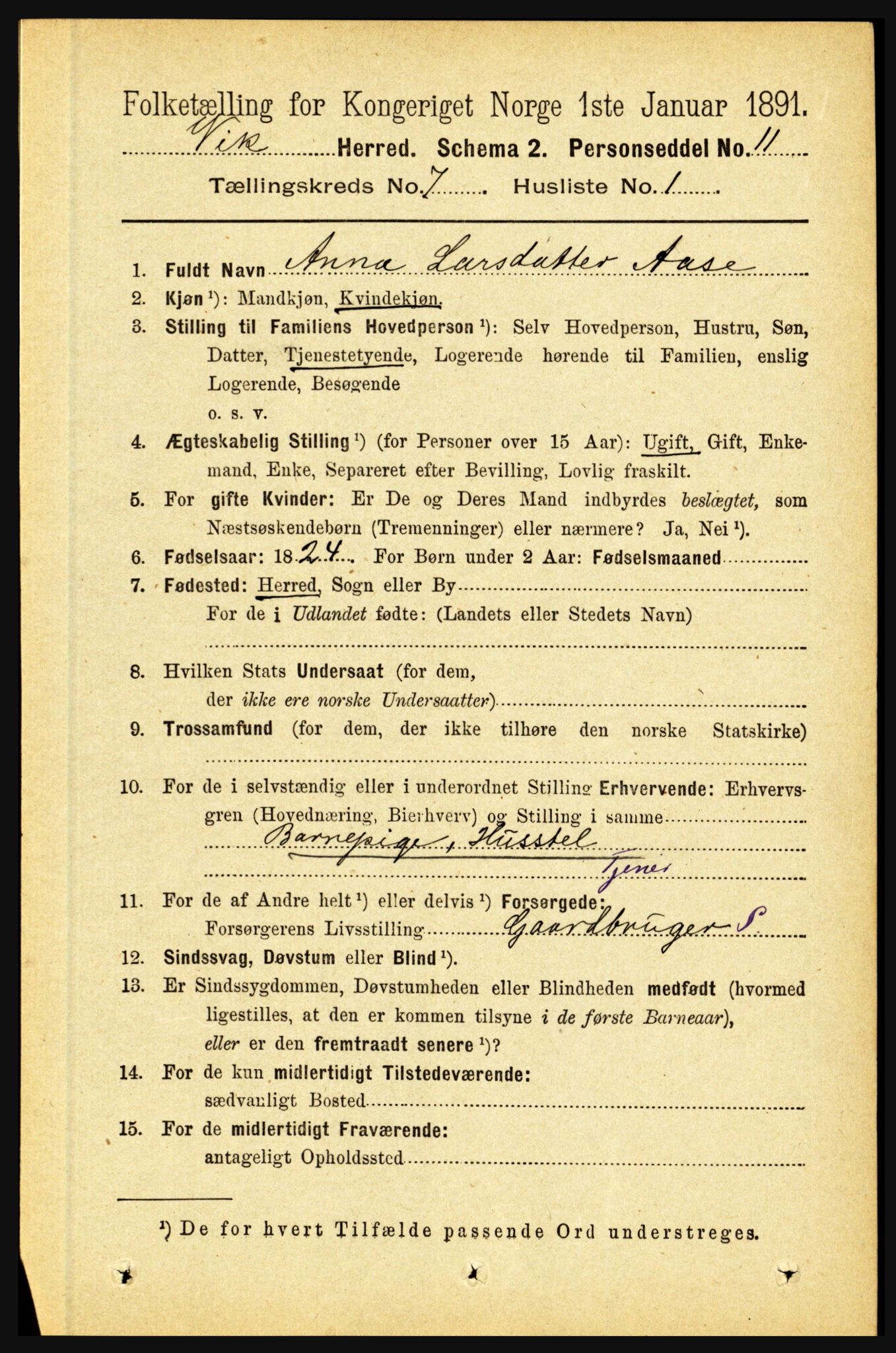 RA, 1891 census for 1417 Vik, 1891, p. 3237