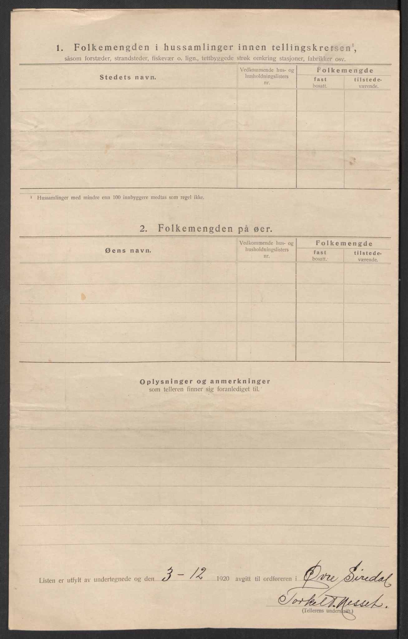 SAK, 1920 census for Øvre Sirdal, 1920, p. 17