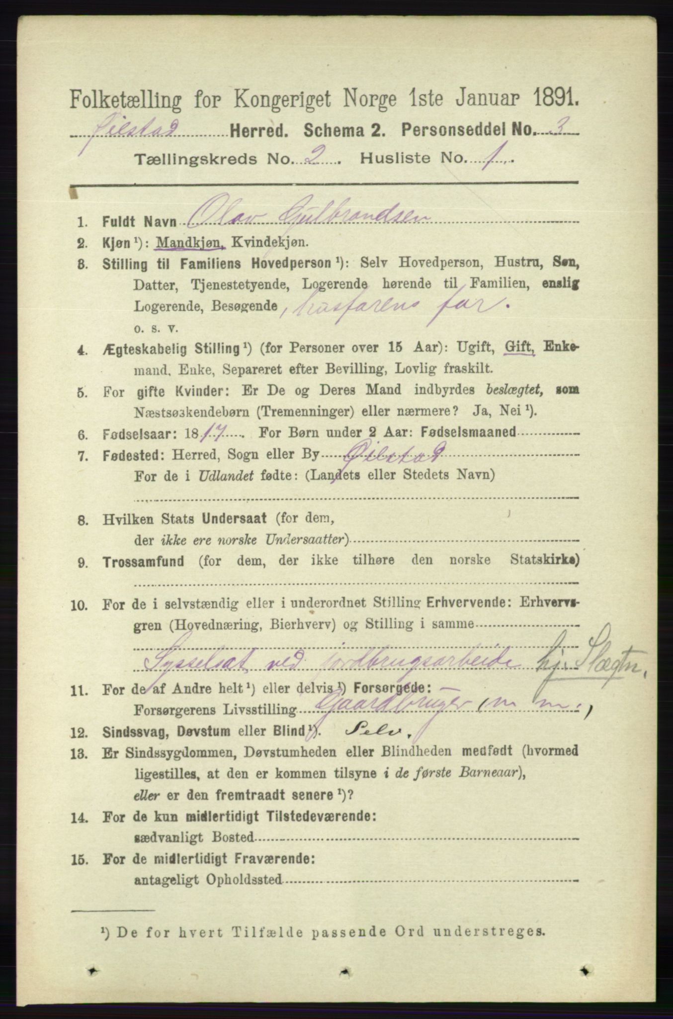 RA, 1891 census for 0920 Øyestad, 1891, p. 385