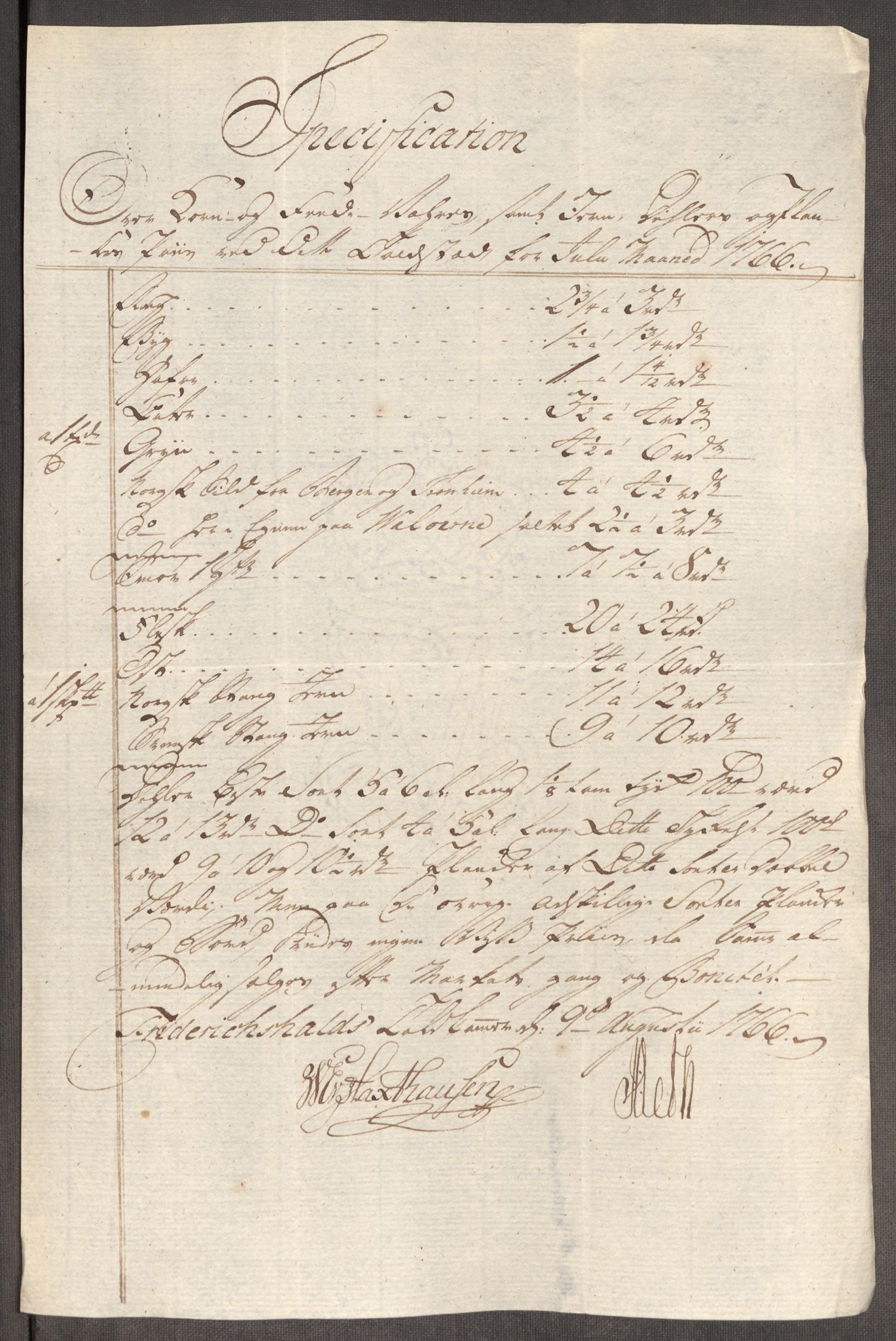 Rentekammeret inntil 1814, Realistisk ordnet avdeling, AV/RA-EA-4070/Oe/L0008: [Ø1]: Priskuranter, 1764-1768, p. 476