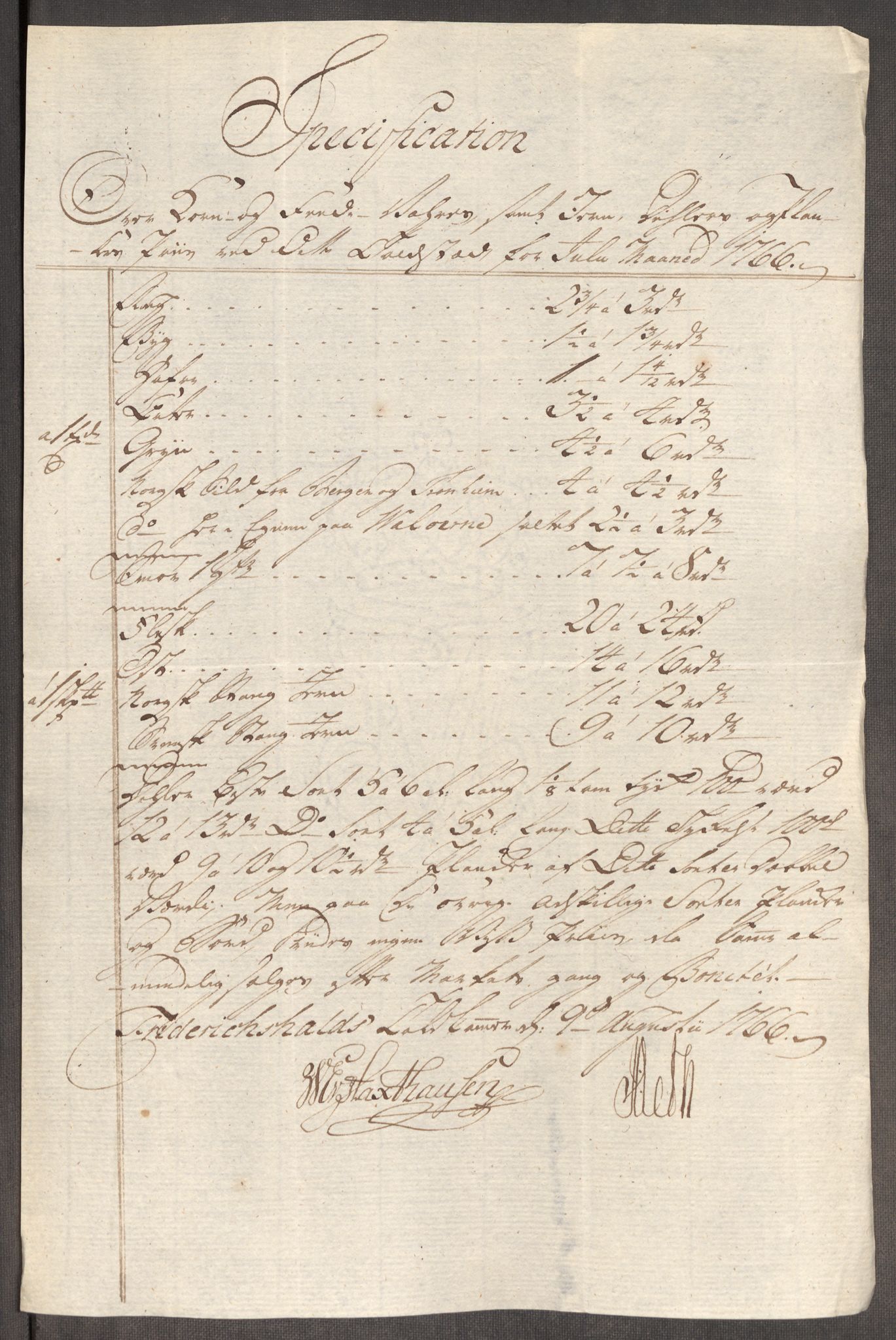 Rentekammeret inntil 1814, Realistisk ordnet avdeling, AV/RA-EA-4070/Oe/L0008: [Ø1]: Priskuranter, 1764-1768, p. 476