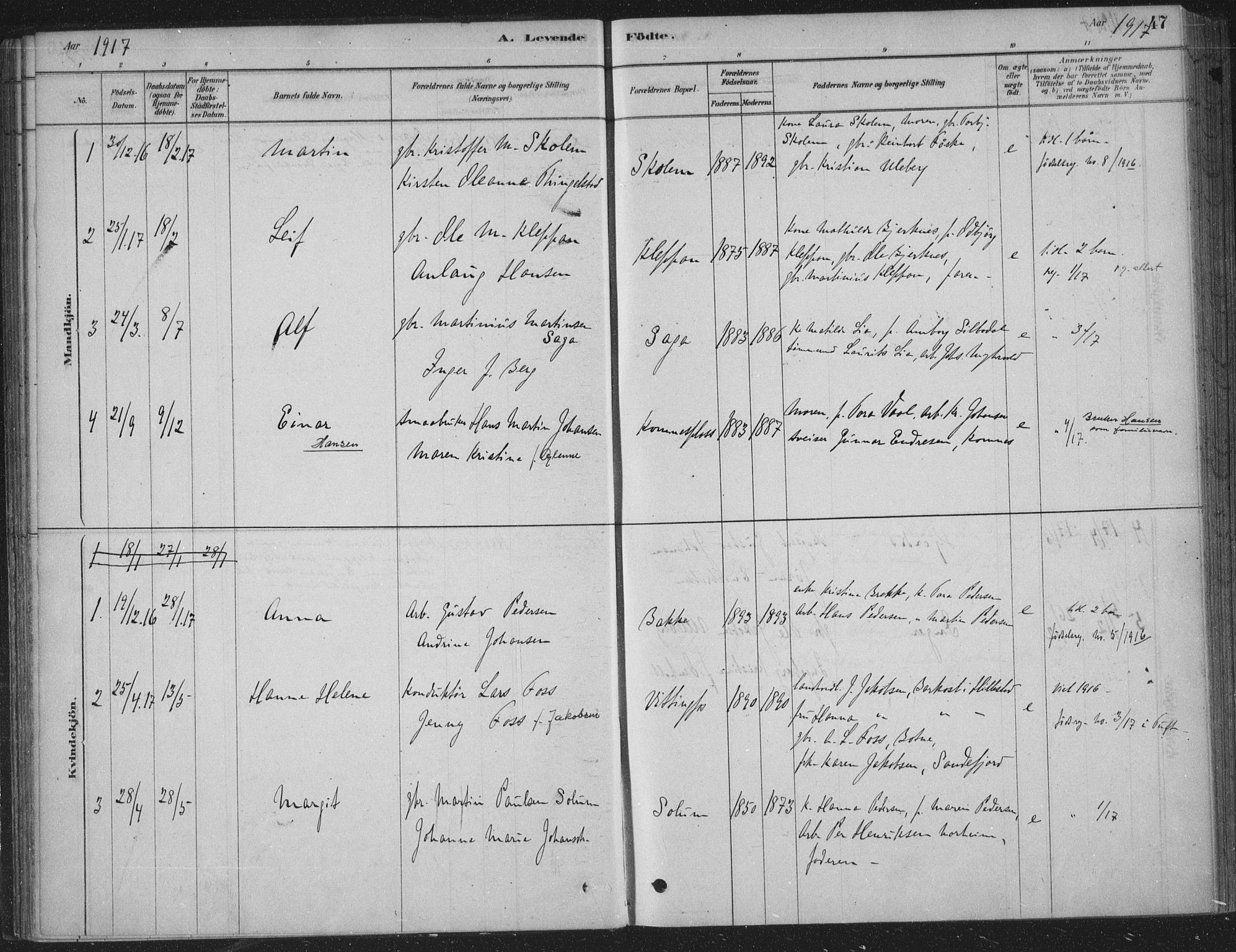 Sandsvær kirkebøker, AV/SAKO-A-244/F/Fe/L0001: Parish register (official) no. V 1, 1878-1936, p. 47