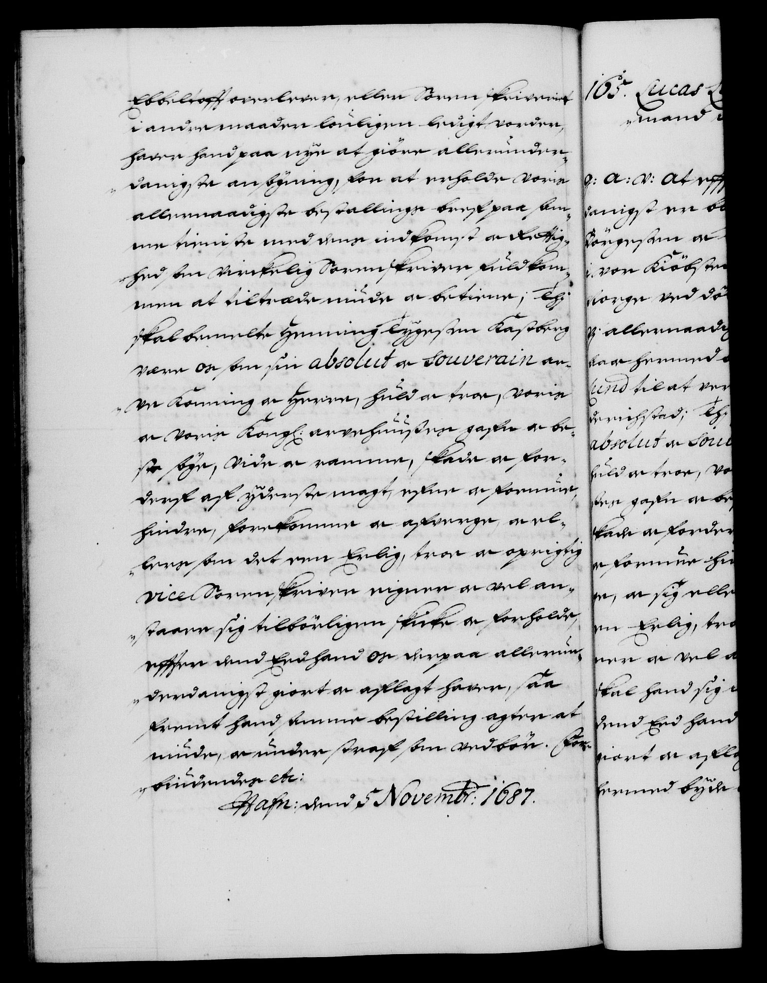 Danske Kanselli 1572-1799, AV/RA-EA-3023/F/Fc/Fca/Fcaa/L0014: Norske registre (mikrofilm), 1685-1687, p. 554b