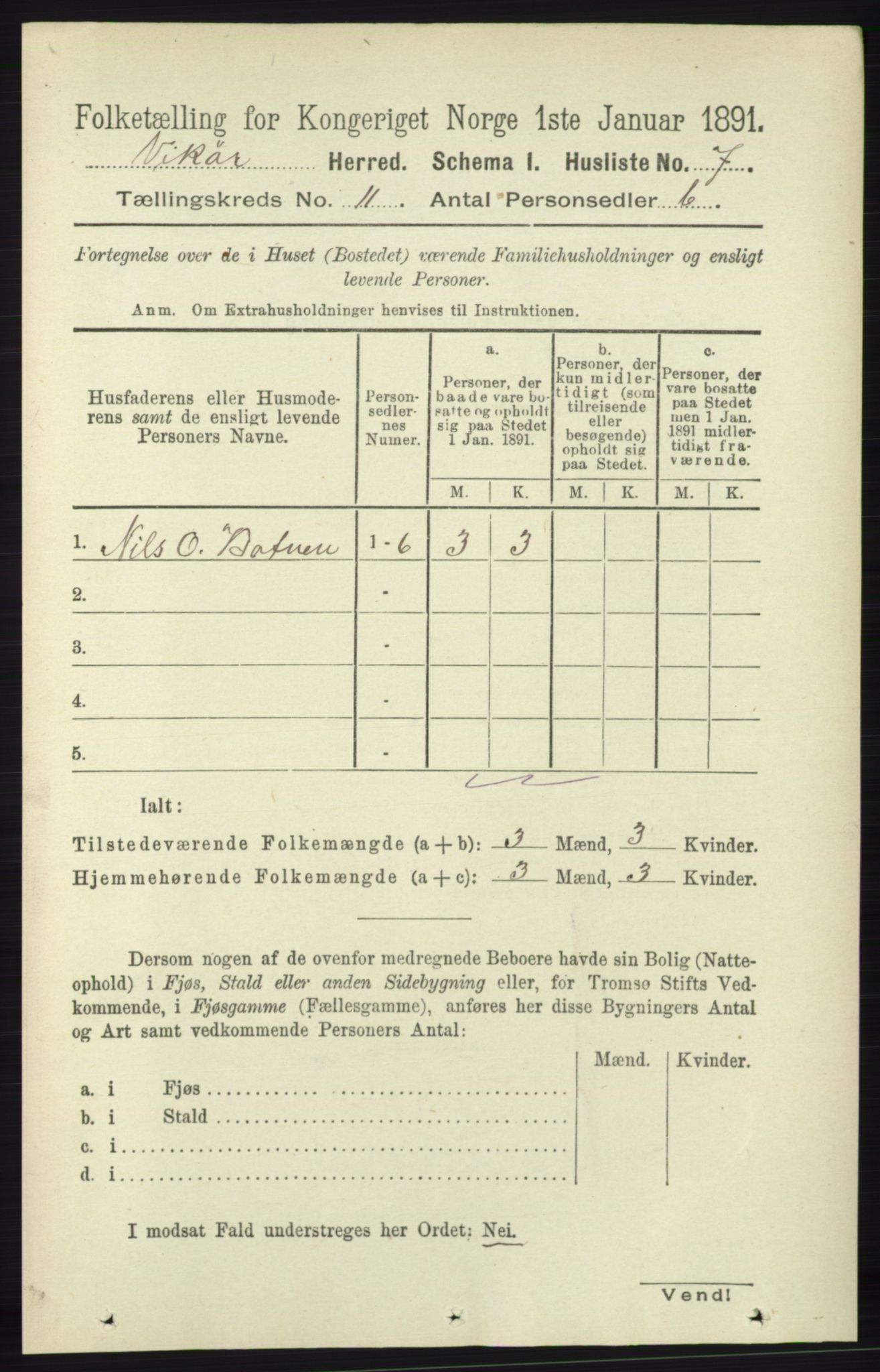 RA, 1891 census for 1238 Vikør, 1891, p. 3133