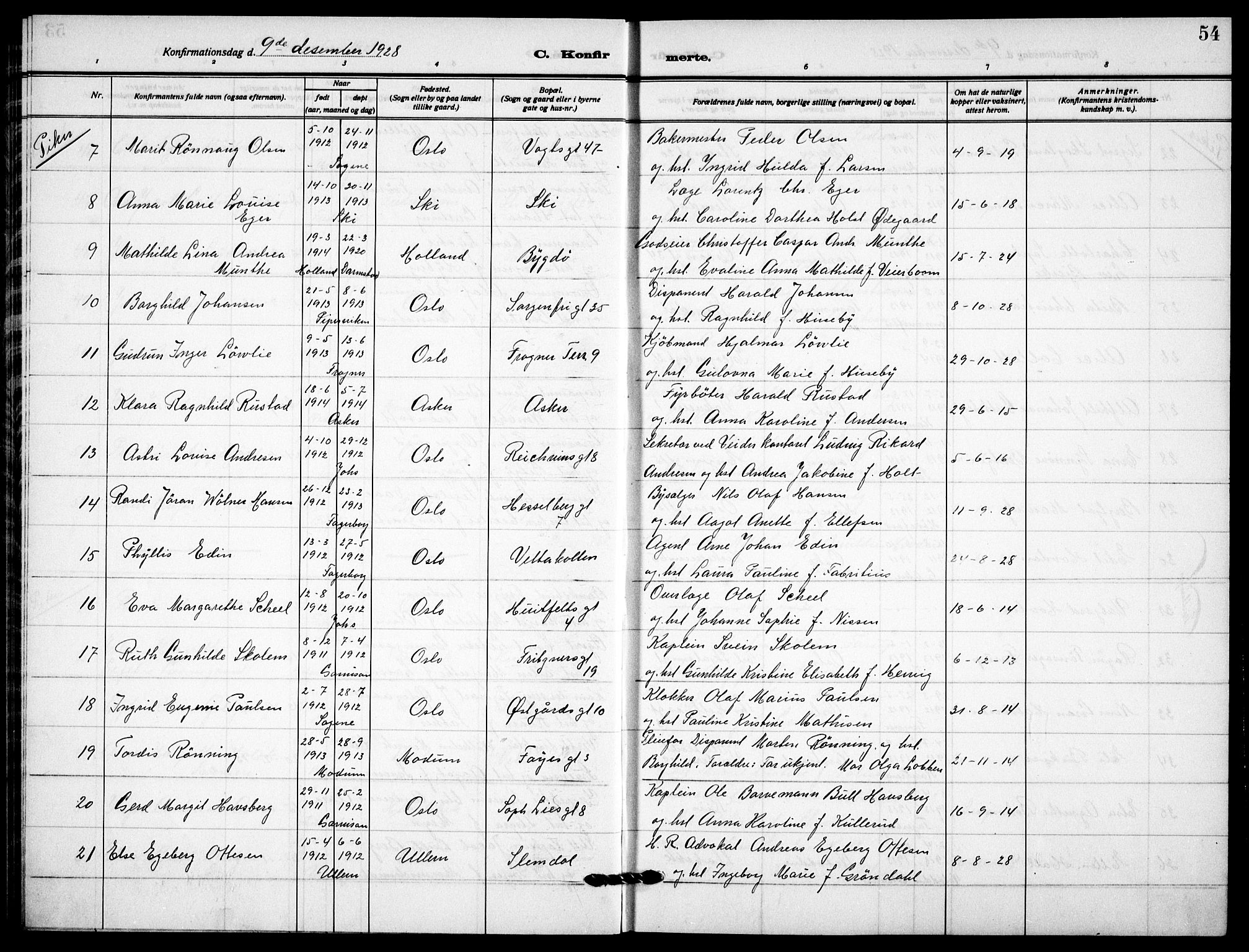 Garnisonsmenigheten Kirkebøker, AV/SAO-A-10846/F/Fa/L0017: Parish register (official) no. 17, 1926-1937, p. 54