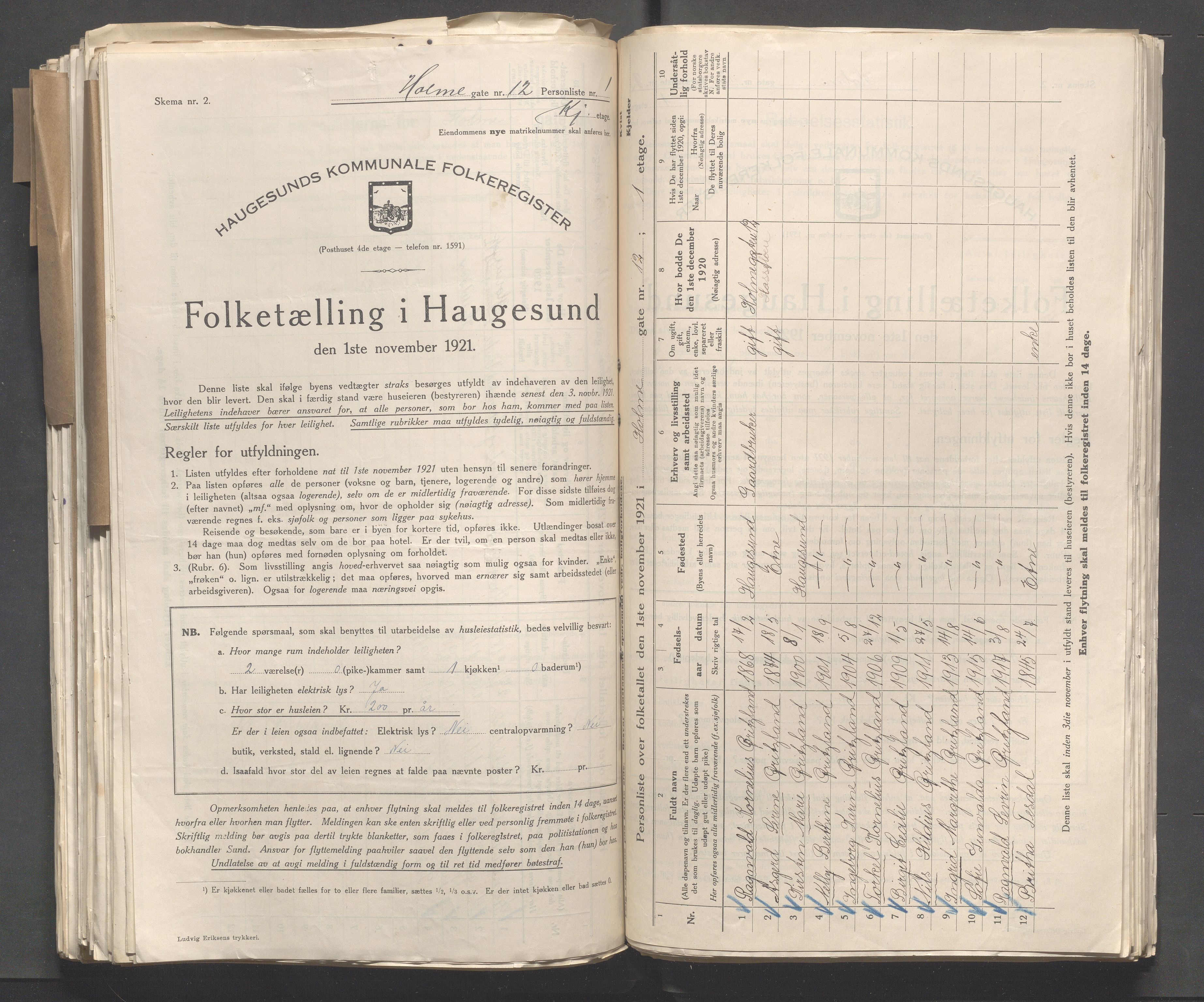 IKAR, Local census 1.11.1921 for Haugesund, 1921, p. 6136