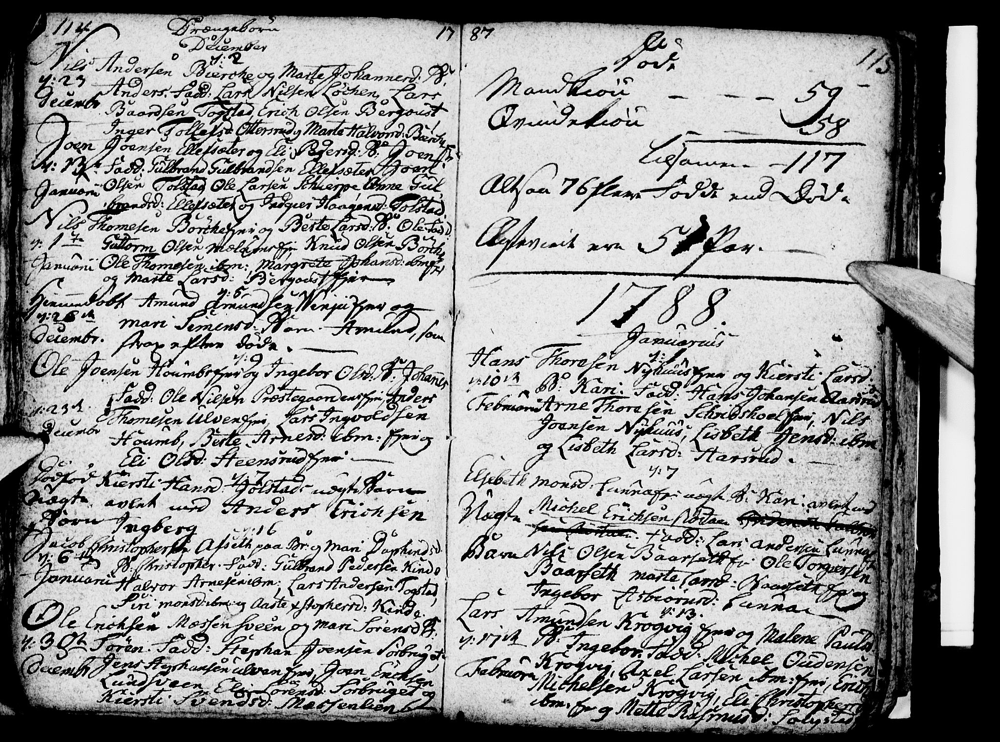 Ringsaker prestekontor, SAH/PREST-014/I/Ia/L0005/0004: Parish register draft no. 1D, 1785-1789, p. 114-115
