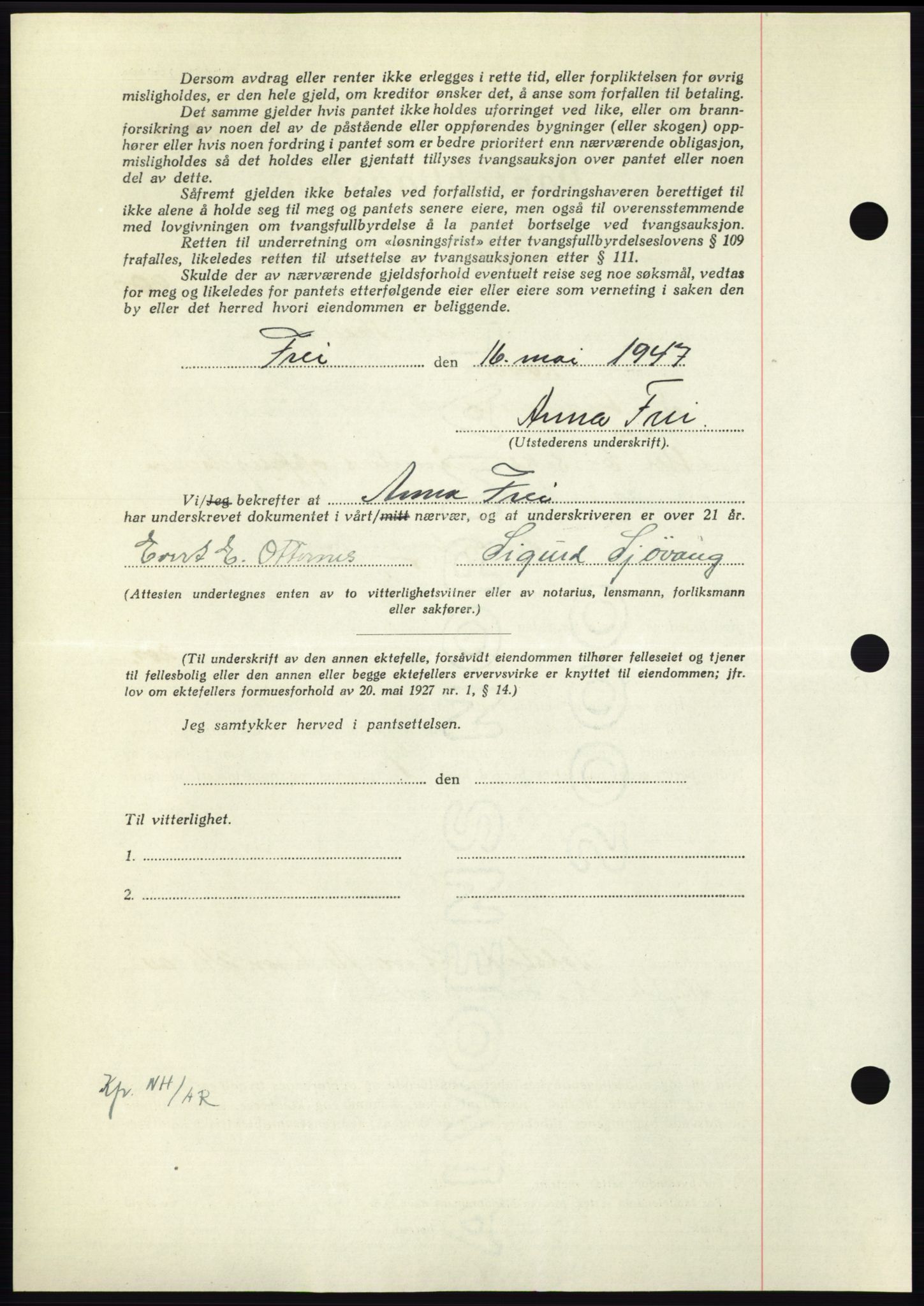 Nordmøre sorenskriveri, AV/SAT-A-4132/1/2/2Ca: Mortgage book no. B96, 1947-1947, Diary no: : 1176/1947