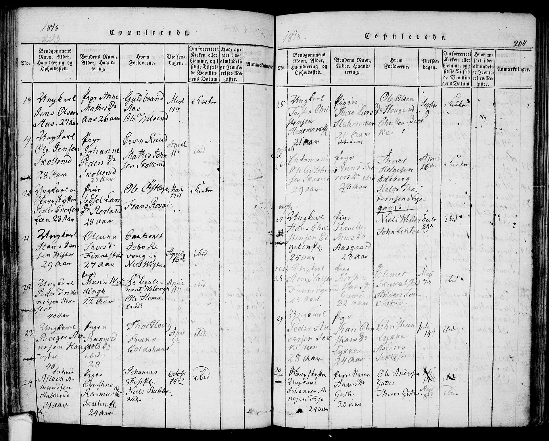 Eidsberg prestekontor Kirkebøker, AV/SAO-A-10905/F/Fa/L0007: Parish register (official) no. I 7, 1814-1832, p. 204