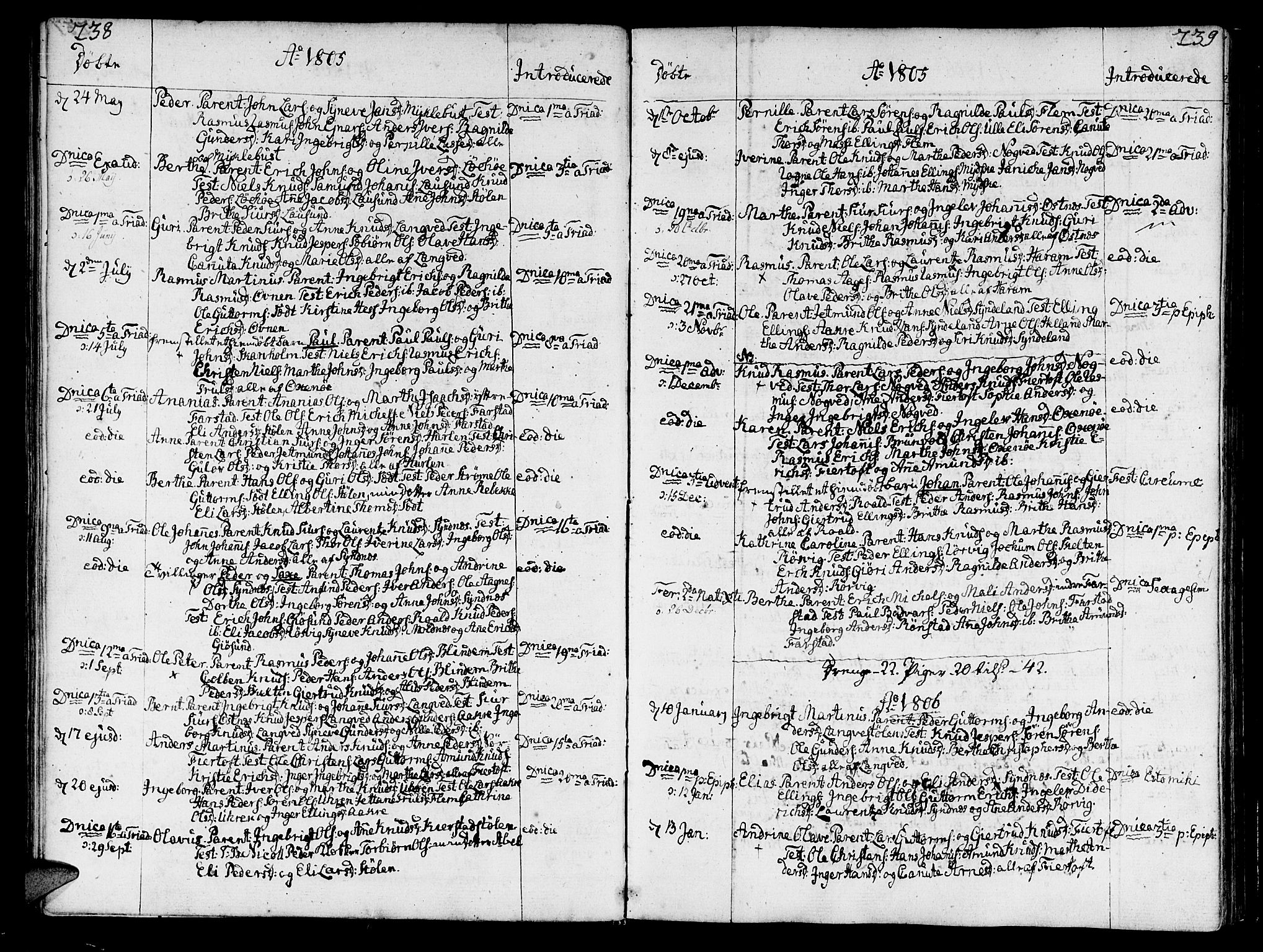 Ministerialprotokoller, klokkerbøker og fødselsregistre - Møre og Romsdal, AV/SAT-A-1454/536/L0494: Parish register (official) no. 536A03, 1803-1836, p. 238-239