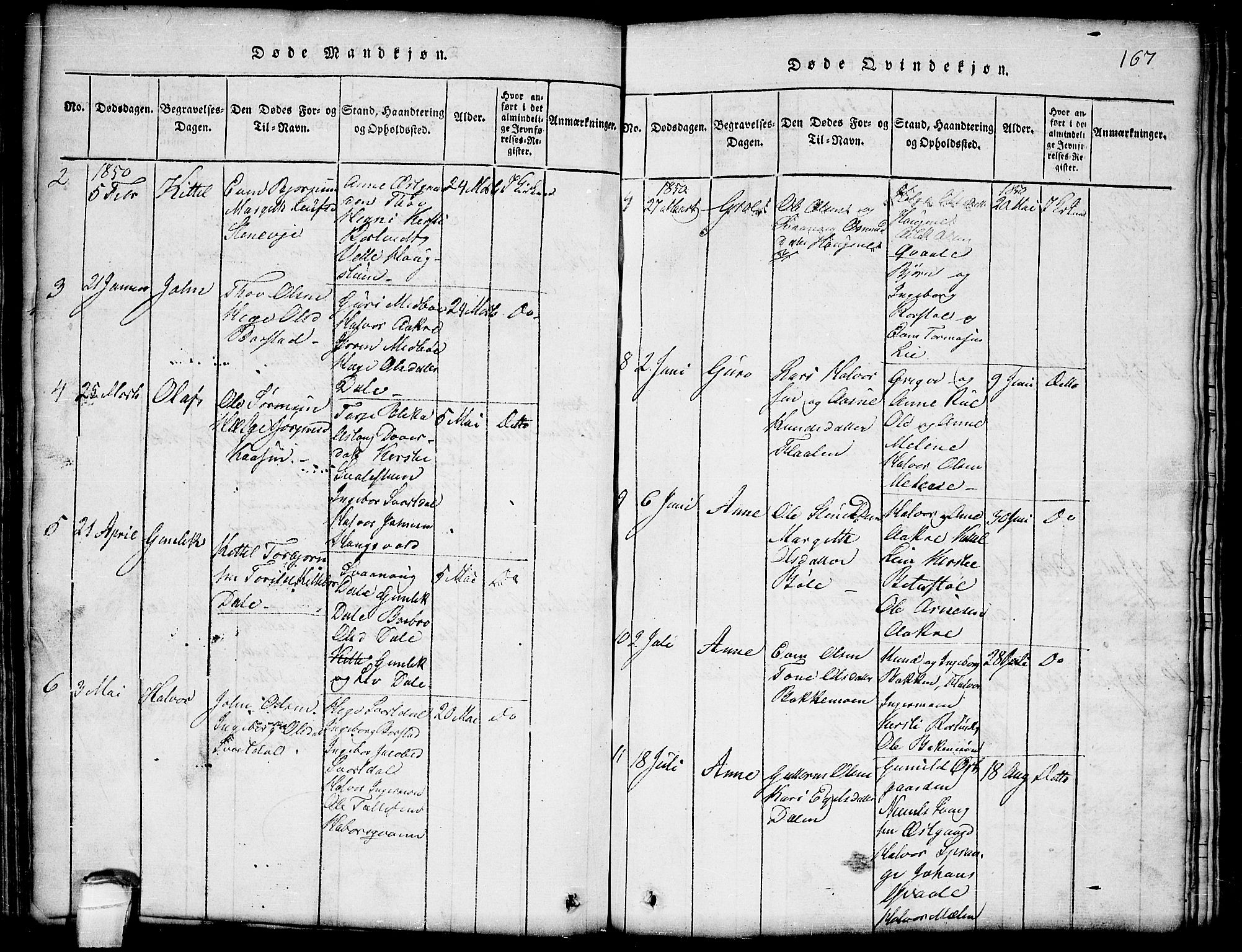 Seljord kirkebøker, AV/SAKO-A-20/G/Gb/L0002: Parish register (copy) no. II 2, 1815-1854, p. 167