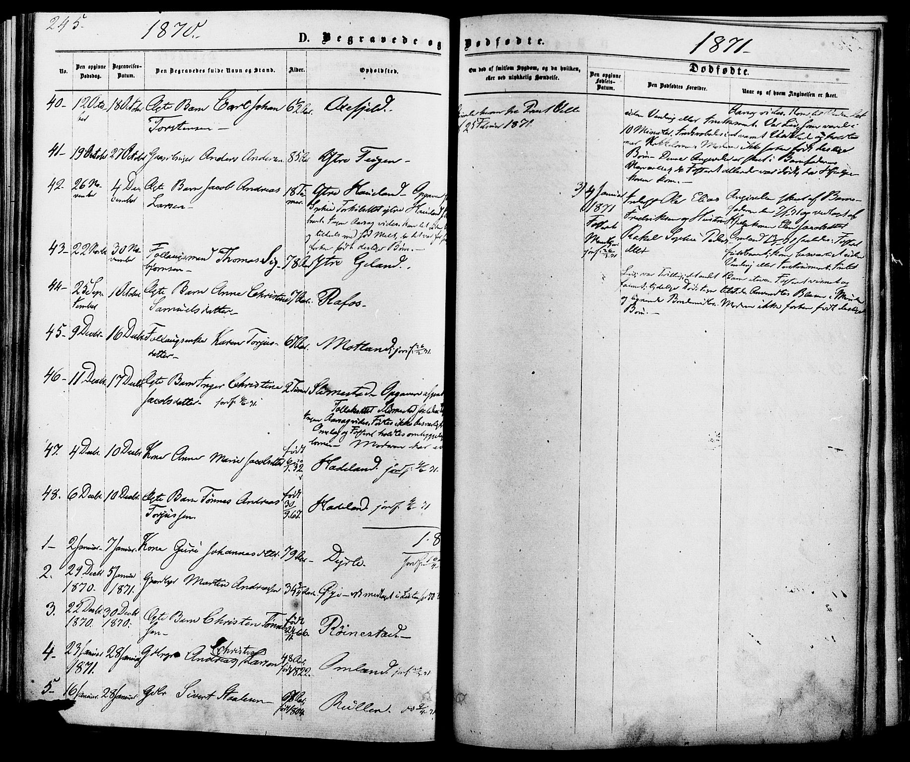 Kvinesdal sokneprestkontor, SAK/1111-0026/F/Fa/Fab/L0007: Parish register (official) no. A 7, 1870-1885, p. 245