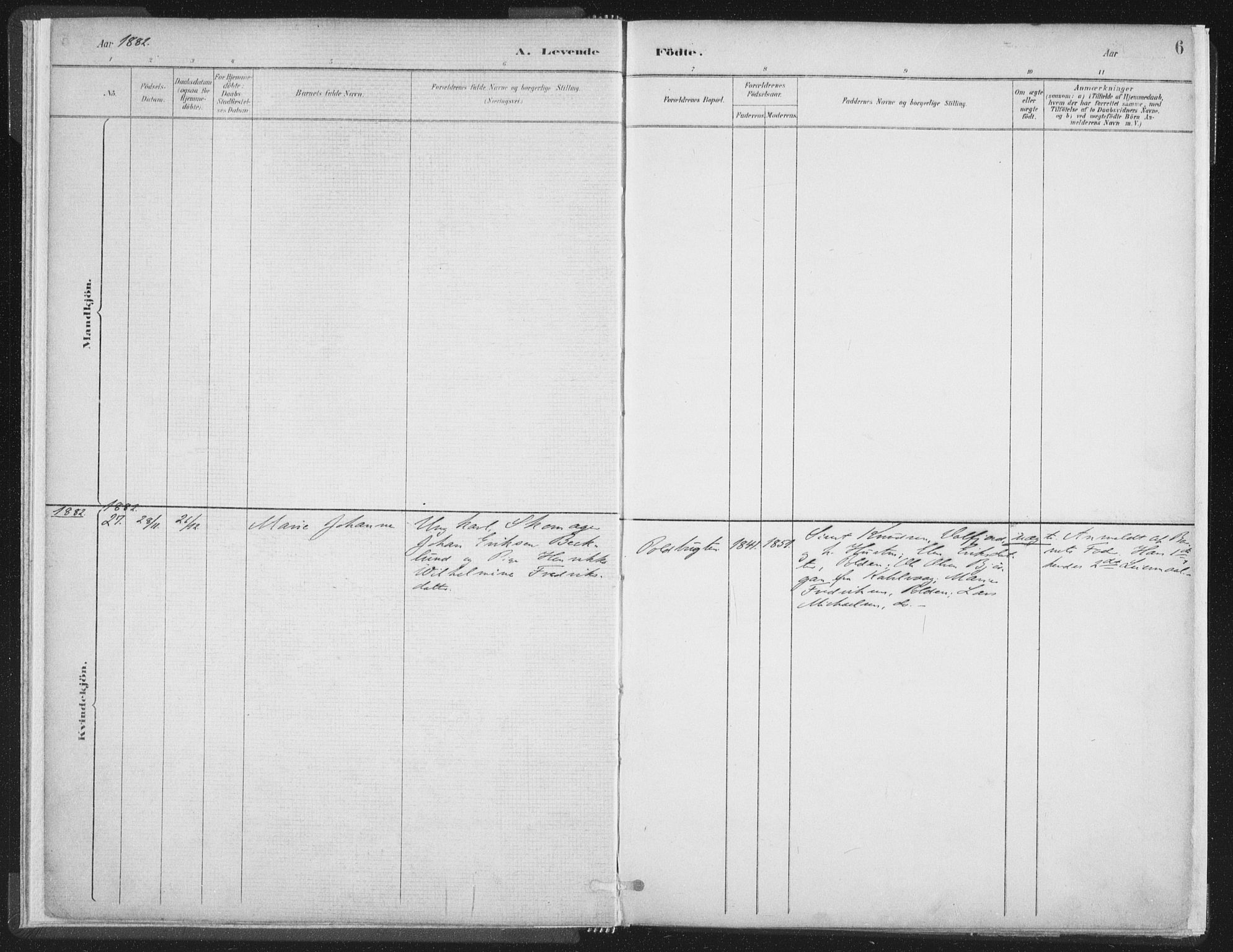 Ministerialprotokoller, klokkerbøker og fødselsregistre - Nordland, AV/SAT-A-1459/890/L1286: Parish register (official) no. 890A01, 1882-1902, p. 6