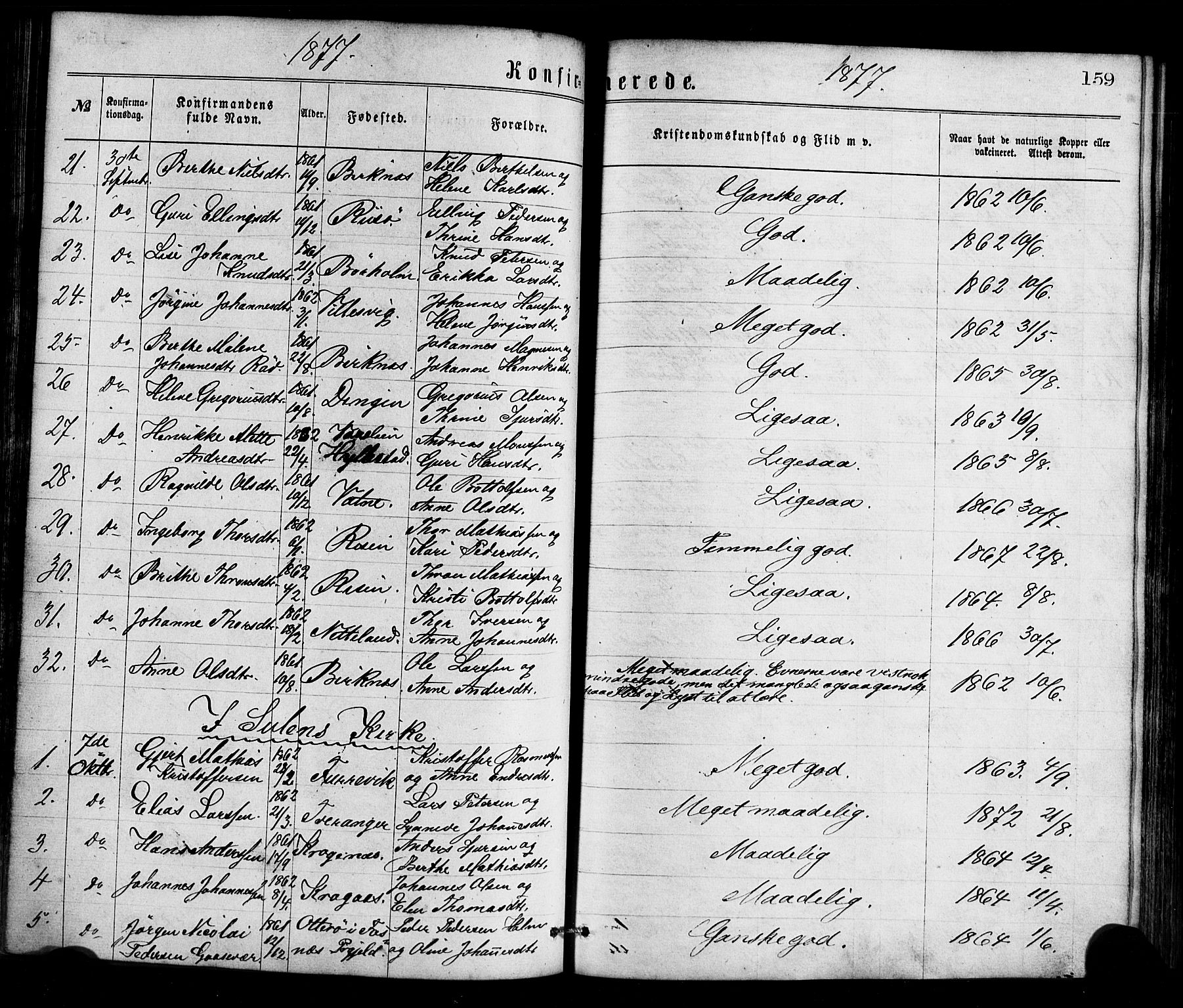 Gulen sokneprestembete, SAB/A-80201/H/Haa/Haaa/L0023: Parish register (official) no. A 23, 1870-1880, p. 159