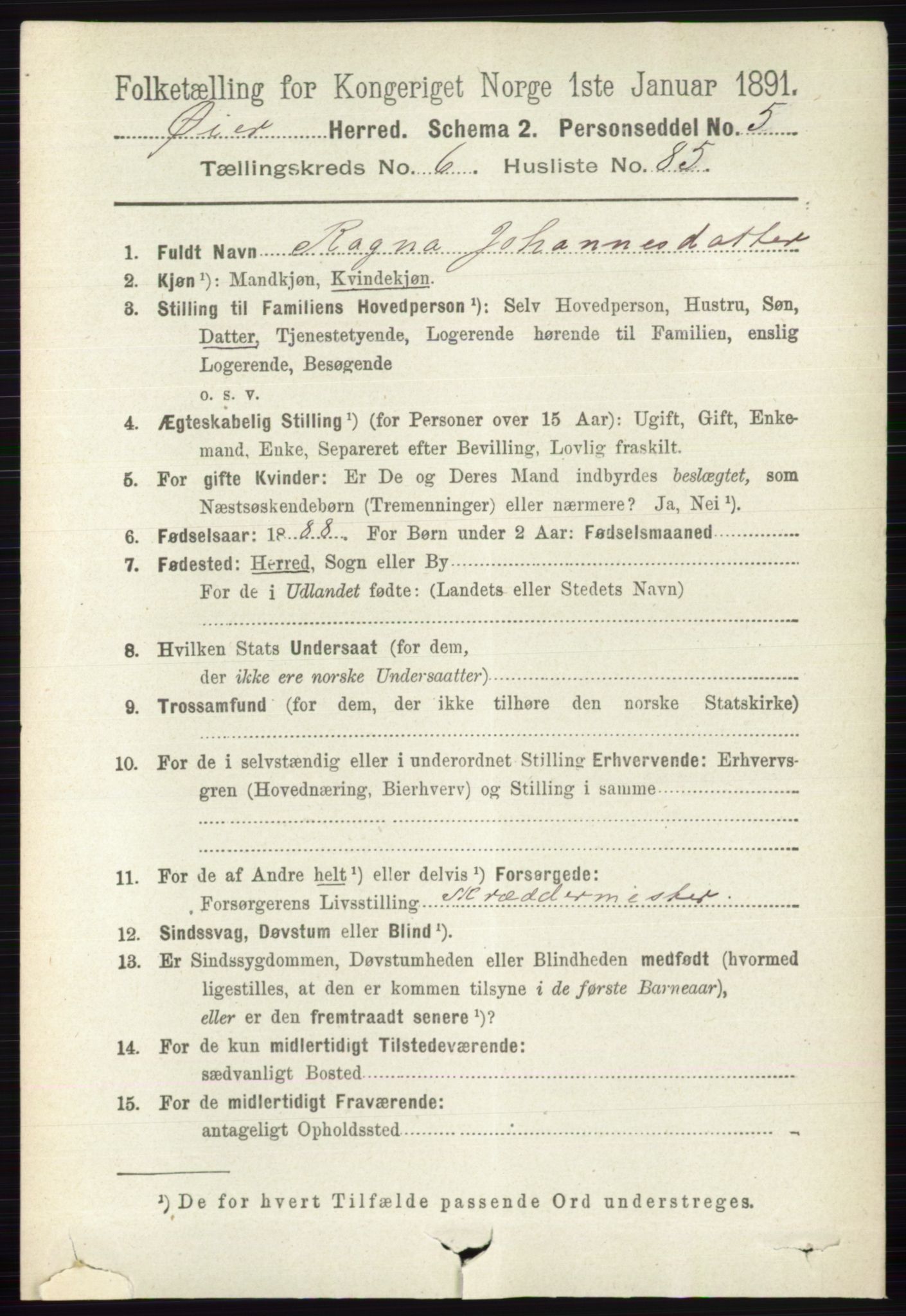 RA, 1891 census for 0521 Øyer, 1891, p. 2439