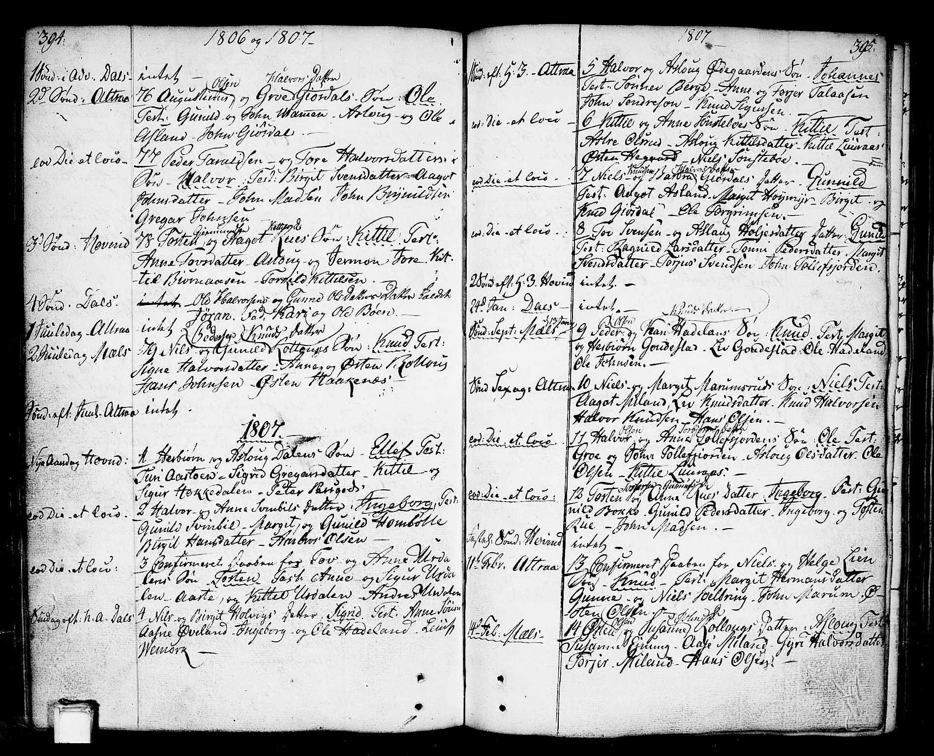 Tinn kirkebøker, SAKO/A-308/F/Fa/L0002: Parish register (official) no. I 2, 1757-1810, p. 394-395