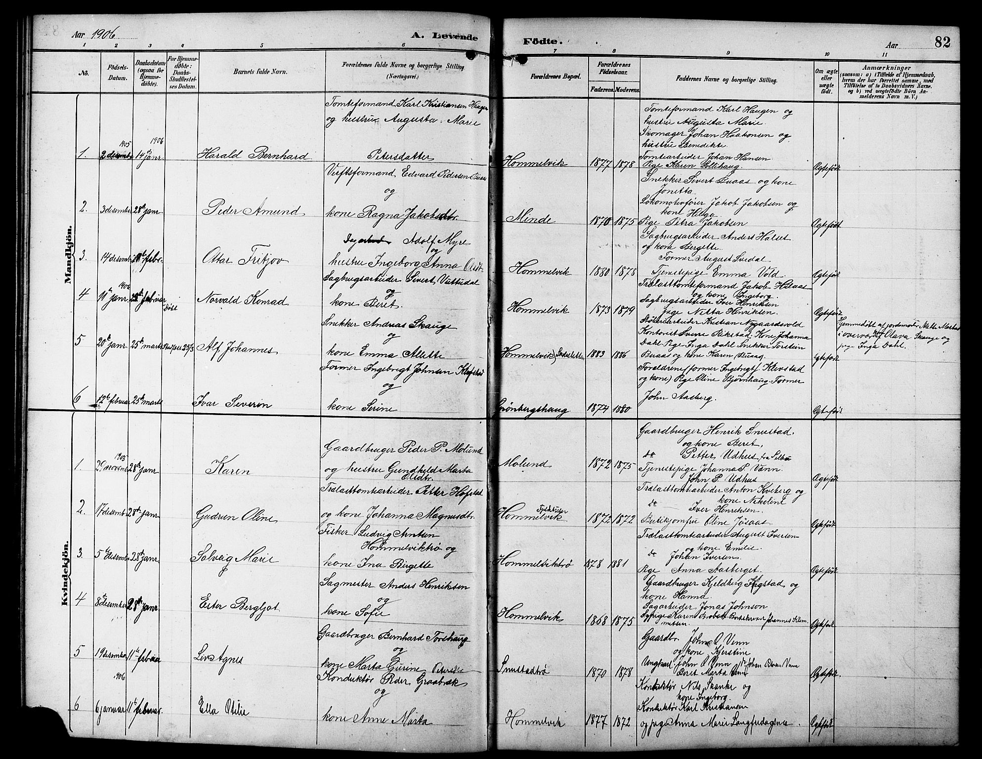 Ministerialprotokoller, klokkerbøker og fødselsregistre - Sør-Trøndelag, SAT/A-1456/617/L0431: Parish register (copy) no. 617C01, 1889-1910, p. 82