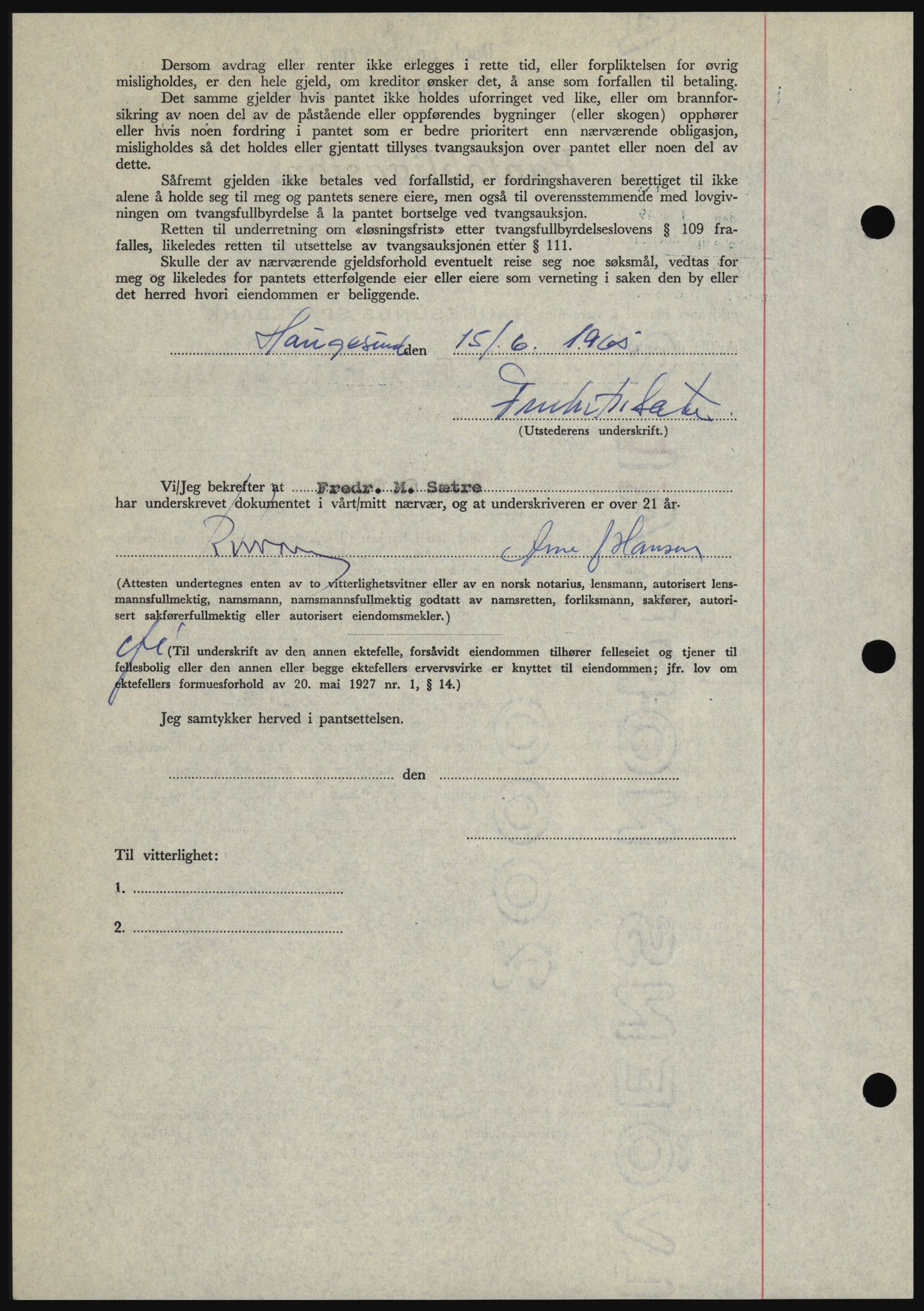 Haugesund tingrett, SAST/A-101415/01/II/IIC/L0053: Mortgage book no. B 53, 1965-1965, Diary no: : 1467/1965