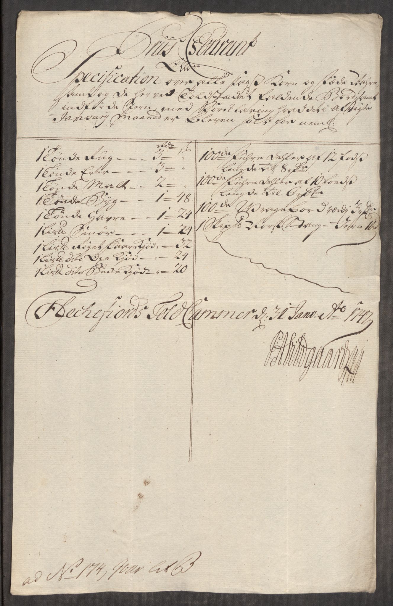 Rentekammeret inntil 1814, Realistisk ordnet avdeling, RA/EA-4070/Oe/L0003: [Ø1]: Priskuranter, 1745-1748, p. 651