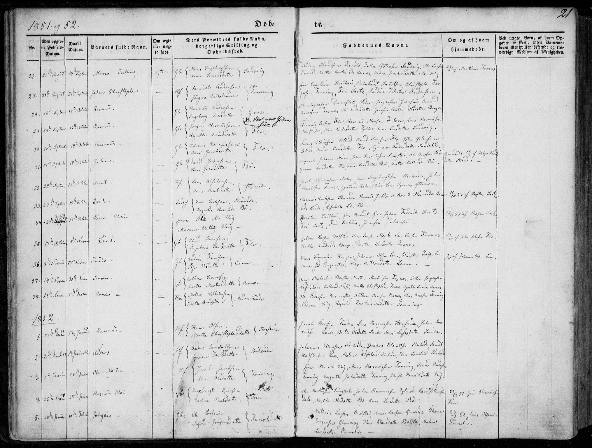 Stryn Sokneprestembete, SAB/A-82501: Parish register (official) no. A 2, 1844-1861, p. 21