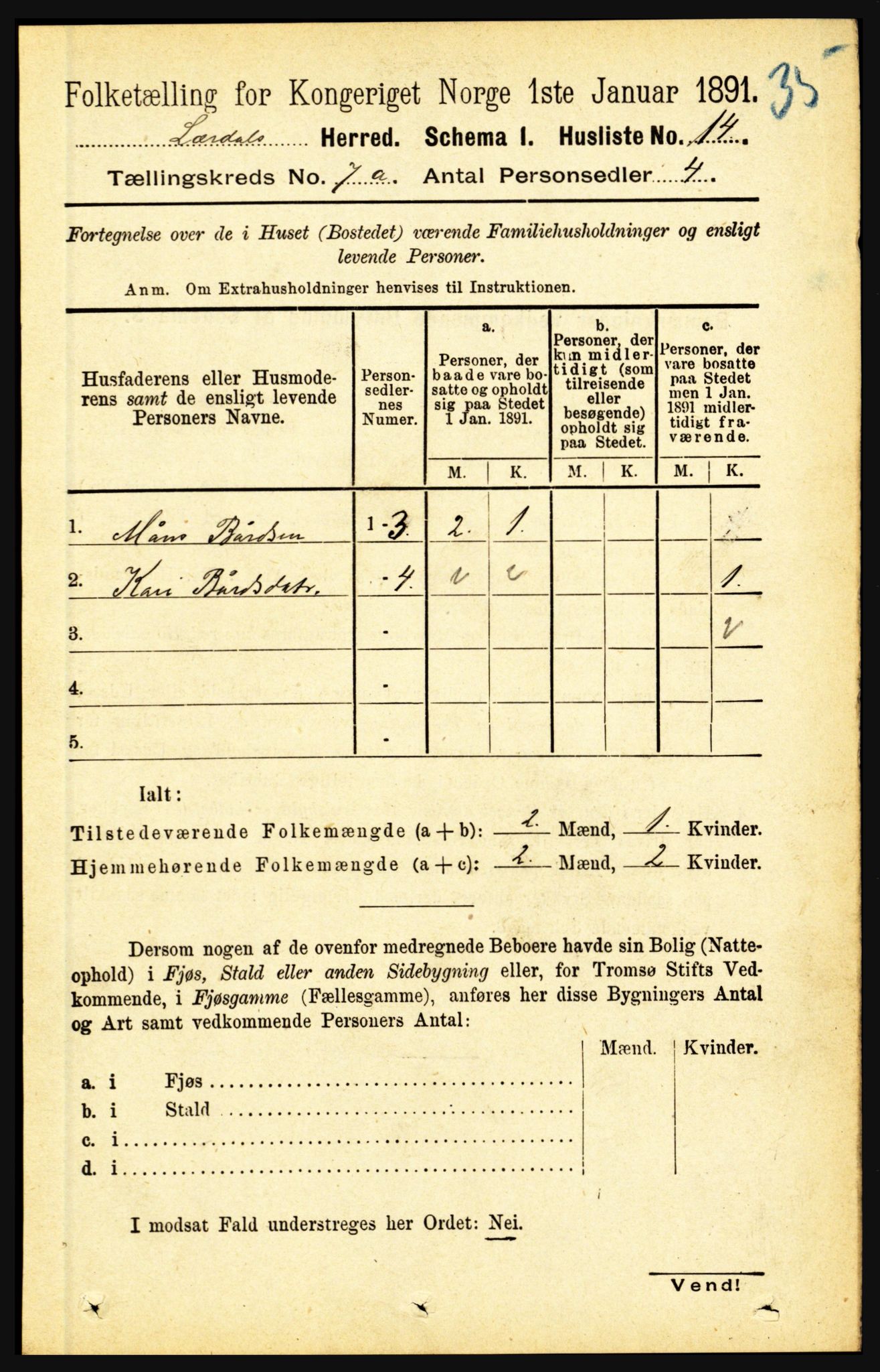 RA, 1891 census for 1422 Lærdal, 1891, p. 762