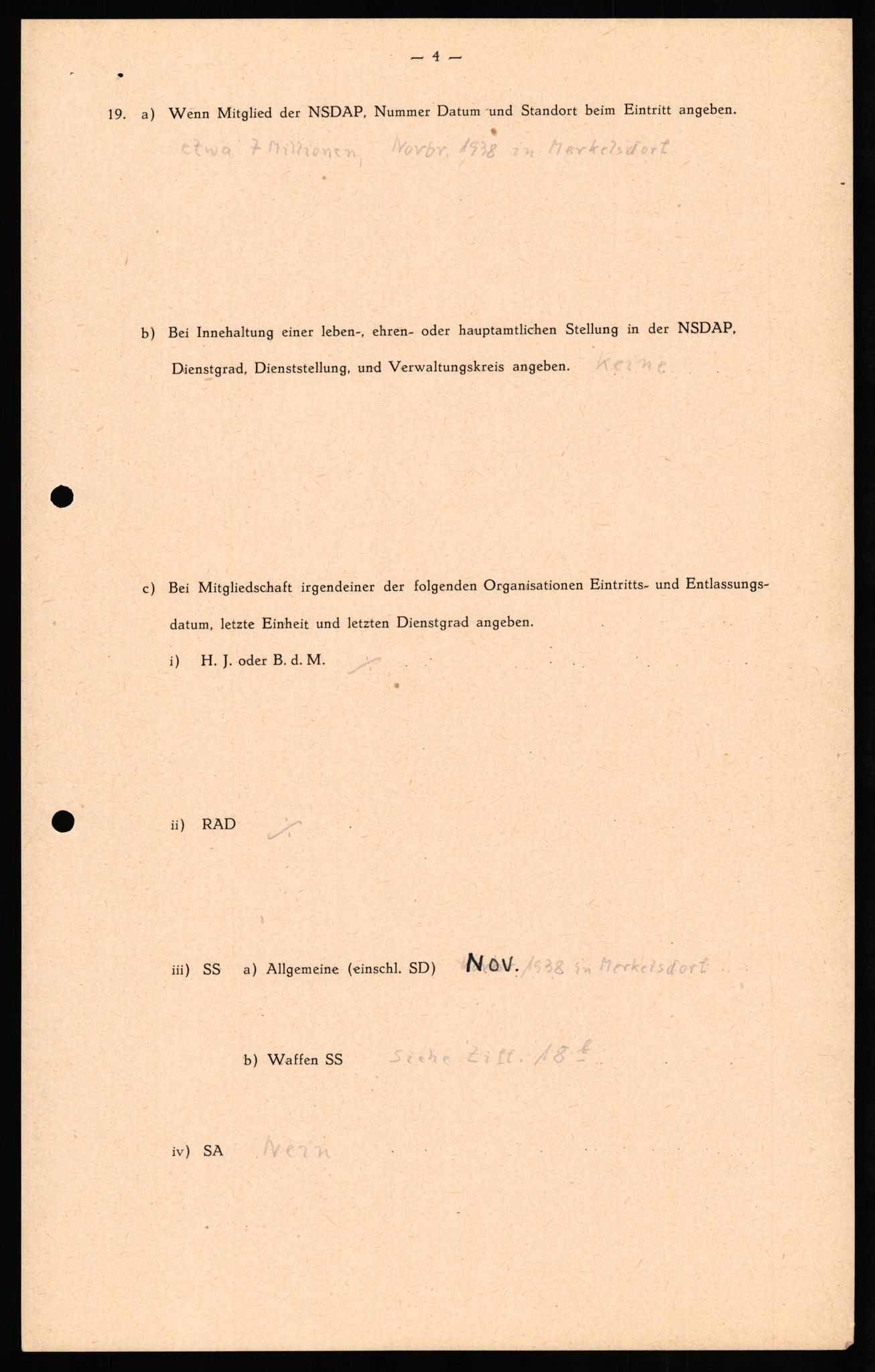 Forsvaret, Forsvarets overkommando II, RA/RAFA-3915/D/Db/L0029: CI Questionaires. Tyske okkupasjonsstyrker i Norge. Tyskere., 1945-1946, p. 5