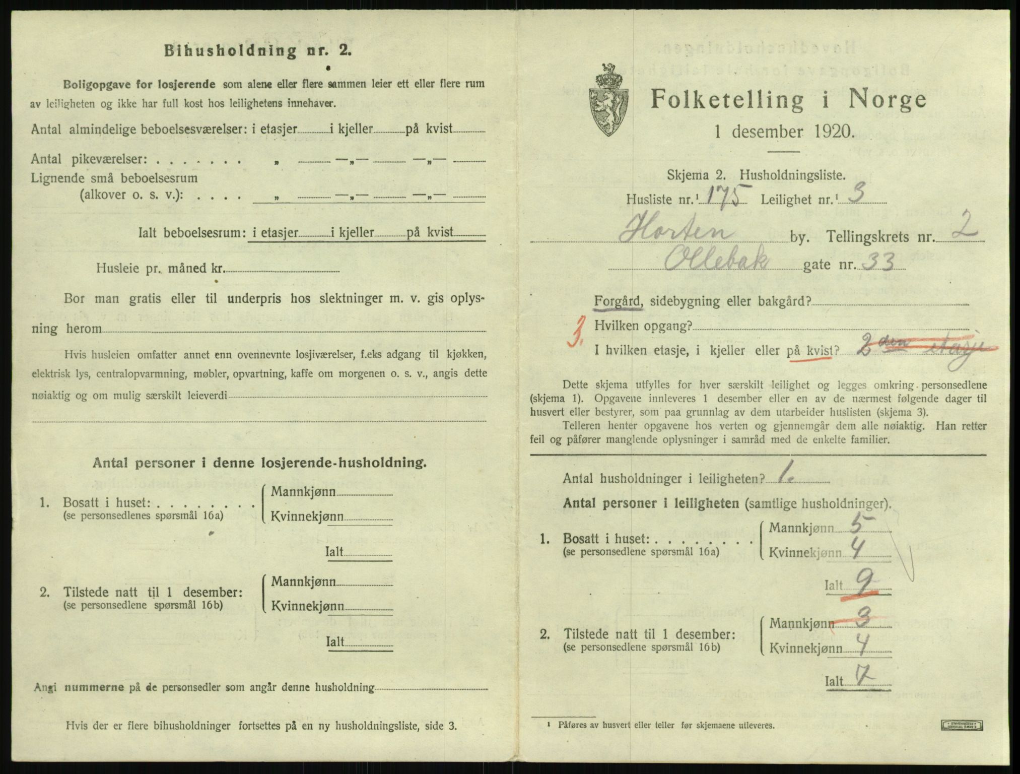 SAKO, 1920 census for Horten, 1920, p. 3999