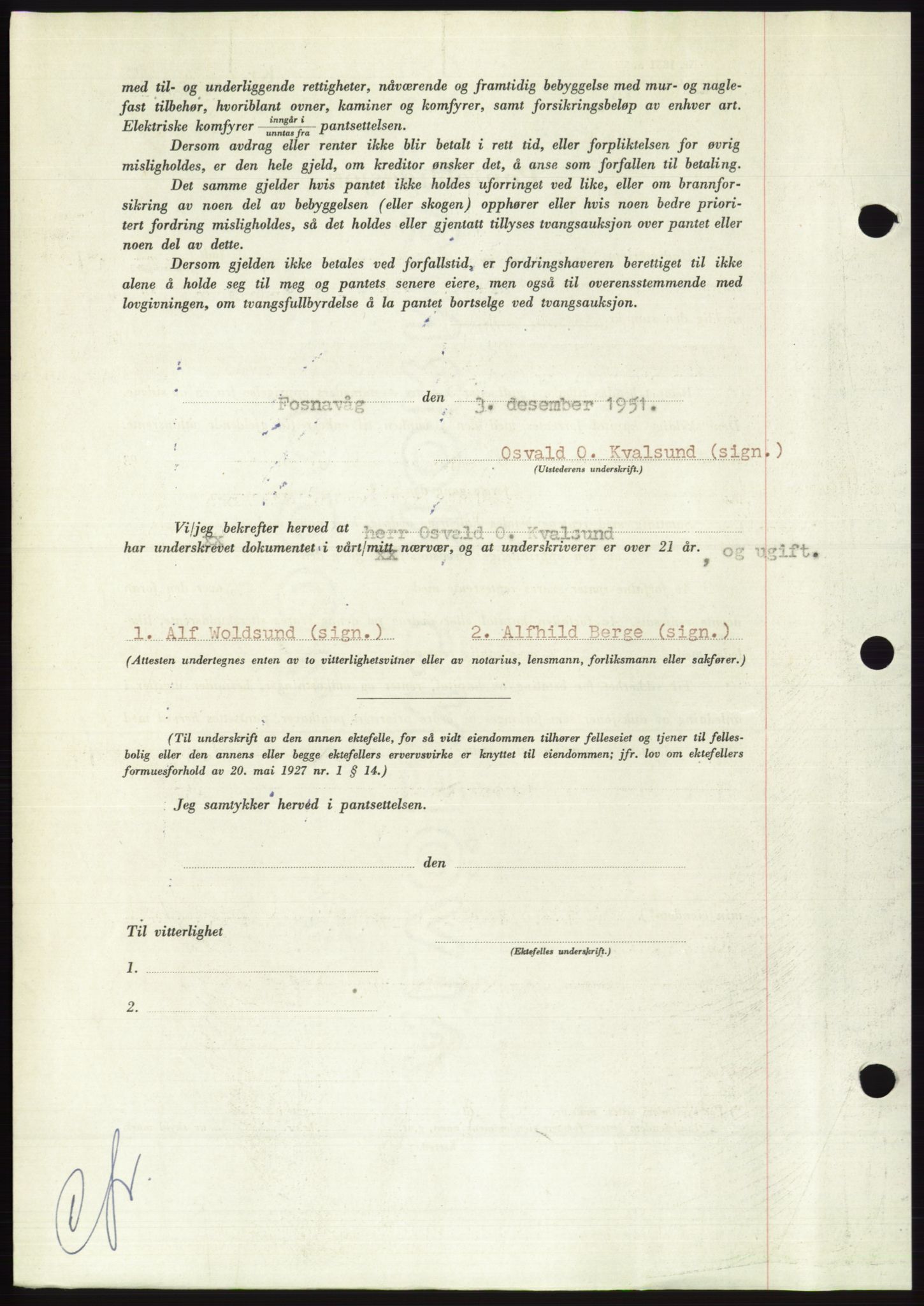 Søre Sunnmøre sorenskriveri, AV/SAT-A-4122/1/2/2C/L0121: Mortgage book no. 9B, 1951-1952, Diary no: : 2457/1951