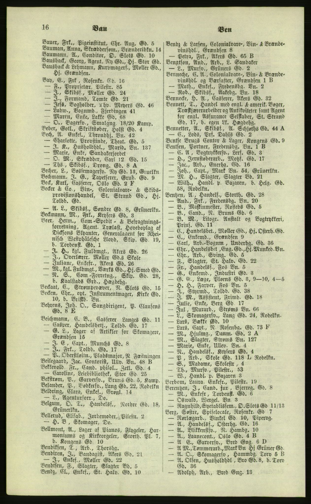 Kristiania/Oslo adressebok, PUBL/-, 1879, p. 16