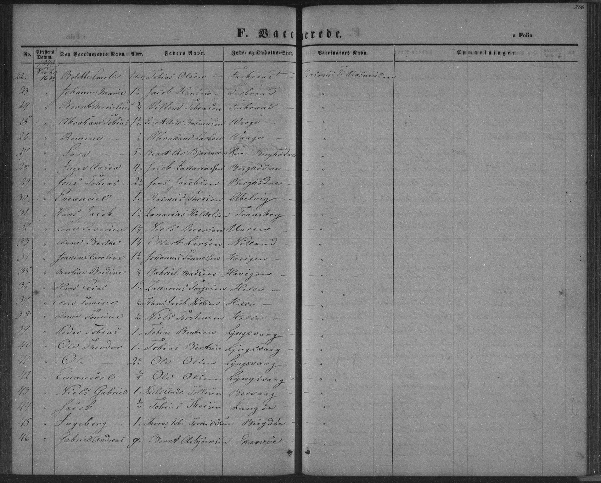 Herad sokneprestkontor, AV/SAK-1111-0018/F/Fa/Fab/L0003: Parish register (official) no. A 3, 1844-1853, p. 206