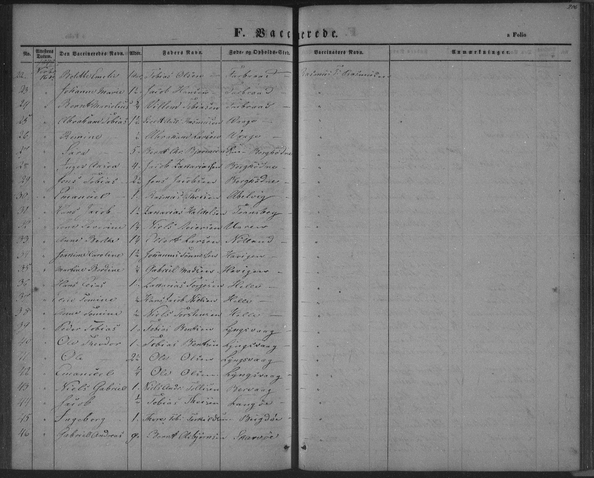 Herad sokneprestkontor, SAK/1111-0018/F/Fa/Fab/L0003: Parish register (official) no. A 3, 1844-1853, p. 206