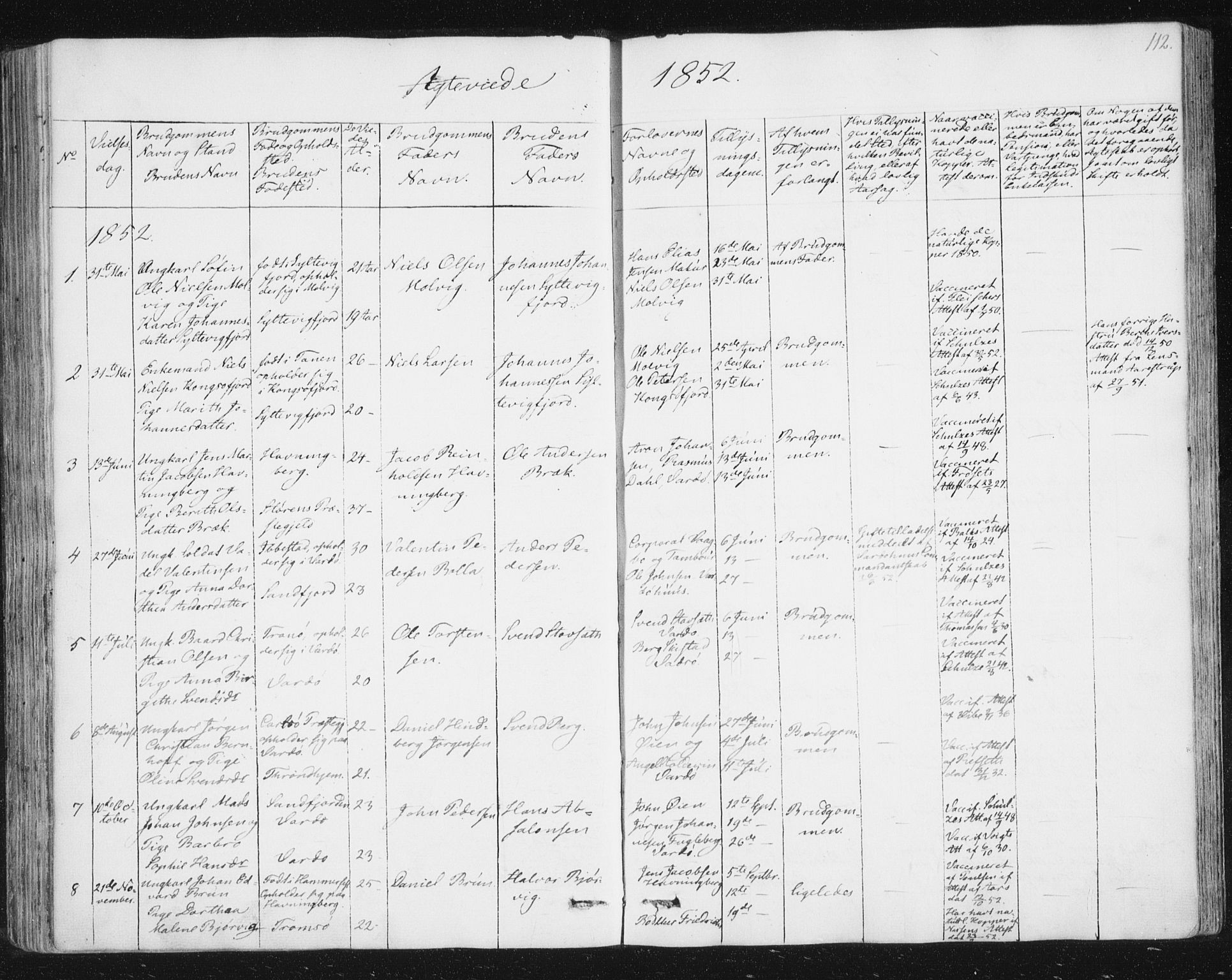 Vardø sokneprestkontor, SATØ/S-1332/H/Ha/L0003kirke: Parish register (official) no. 3, 1843-1861, p. 112