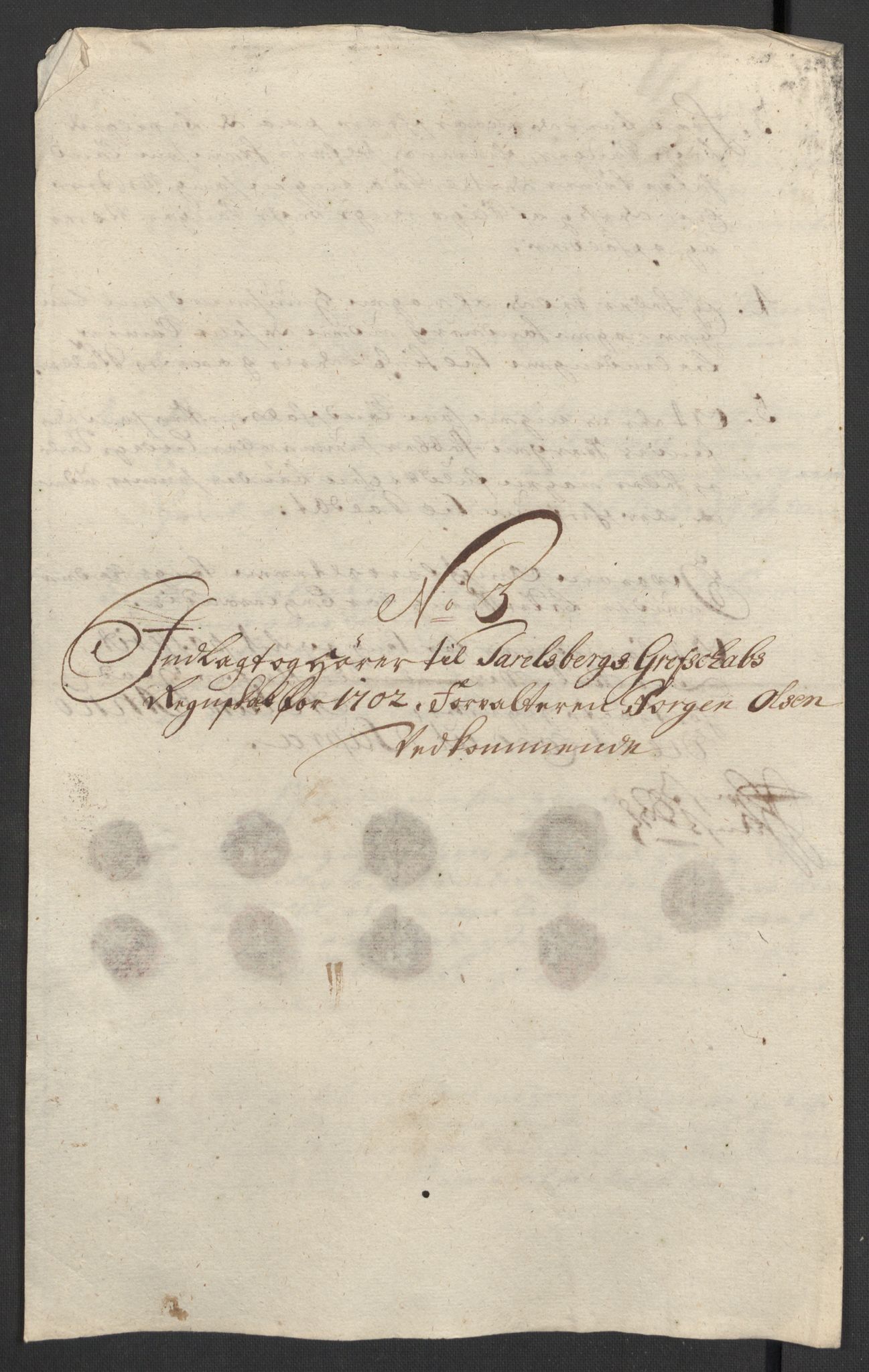 Rentekammeret inntil 1814, Reviderte regnskaper, Fogderegnskap, RA/EA-4092/R32/L1870: Fogderegnskap Jarlsberg grevskap, 1702, p. 135