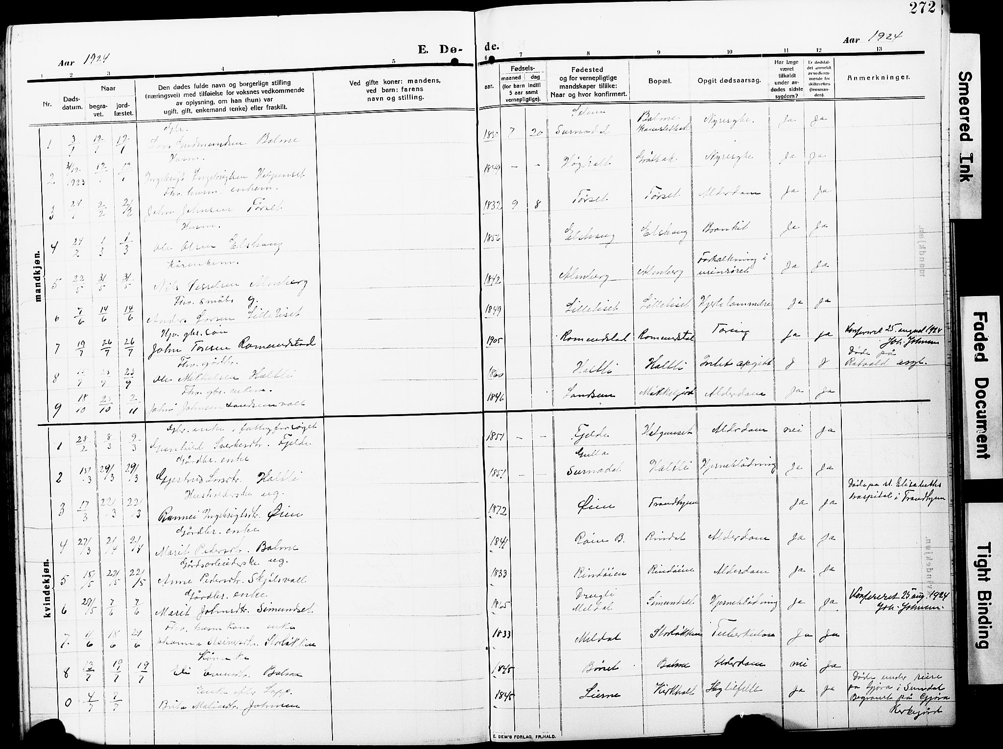 Ministerialprotokoller, klokkerbøker og fødselsregistre - Møre og Romsdal, AV/SAT-A-1454/598/L1079: Parish register (copy) no. 598C04, 1909-1927, p. 272