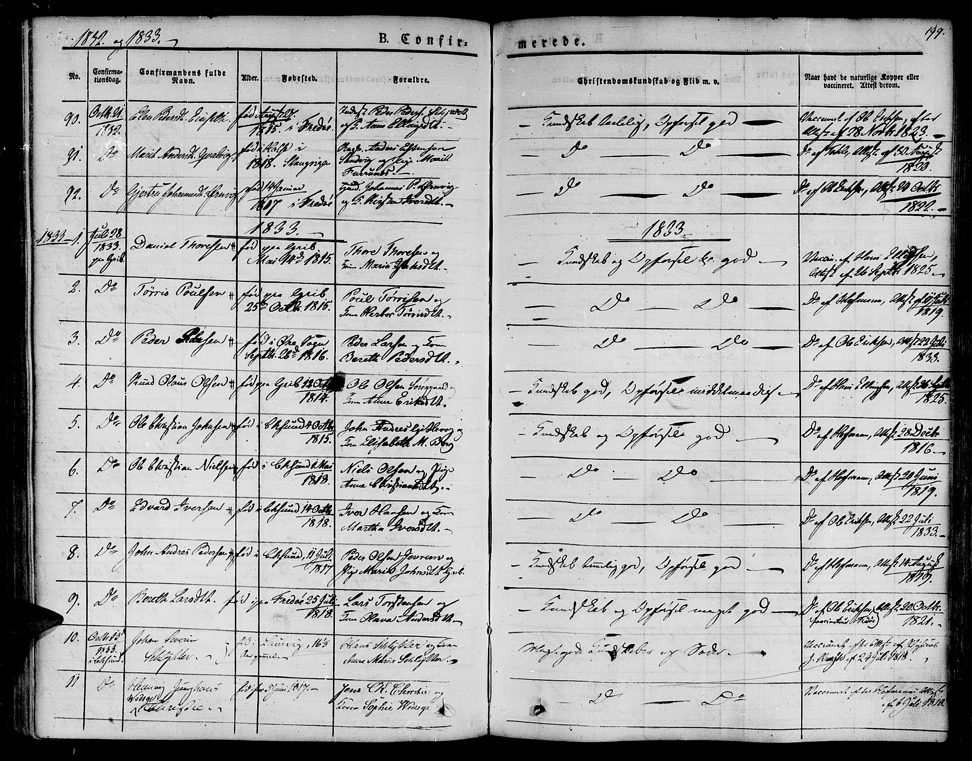 Ministerialprotokoller, klokkerbøker og fødselsregistre - Møre og Romsdal, SAT/A-1454/572/L0843: Parish register (official) no. 572A06, 1832-1842, p. 199