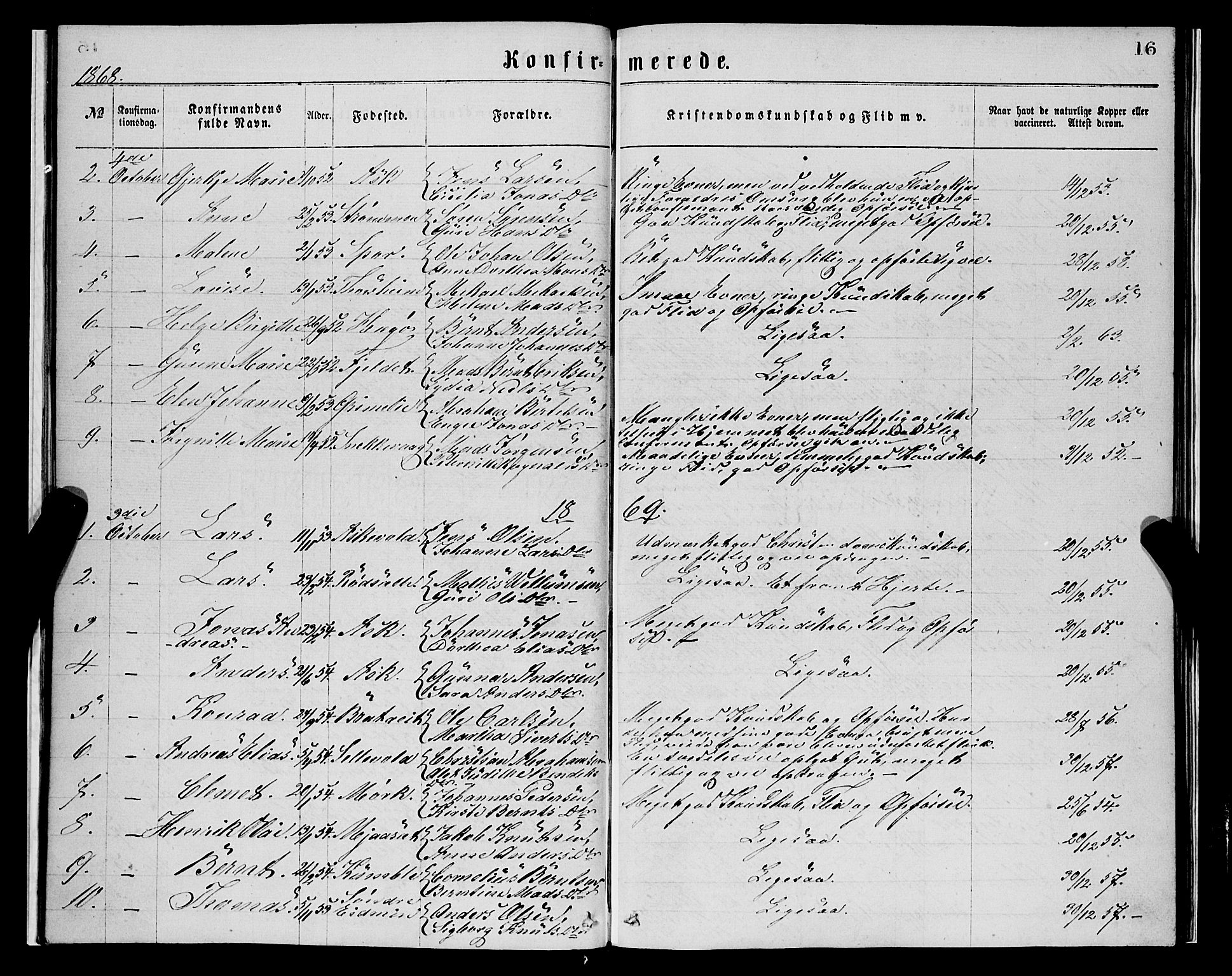 Askvoll sokneprestembete, AV/SAB-A-79501/H/Haa/Haaa/L0013: Parish register (official) no. A 13, 1865-1878, p. 16