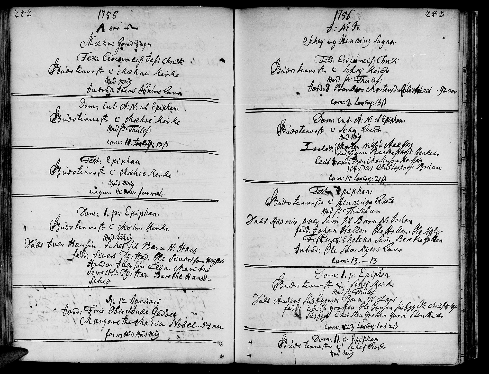 Ministerialprotokoller, klokkerbøker og fødselsregistre - Nord-Trøndelag, AV/SAT-A-1458/735/L0330: Parish register (official) no. 735A01, 1740-1766, p. 242-243