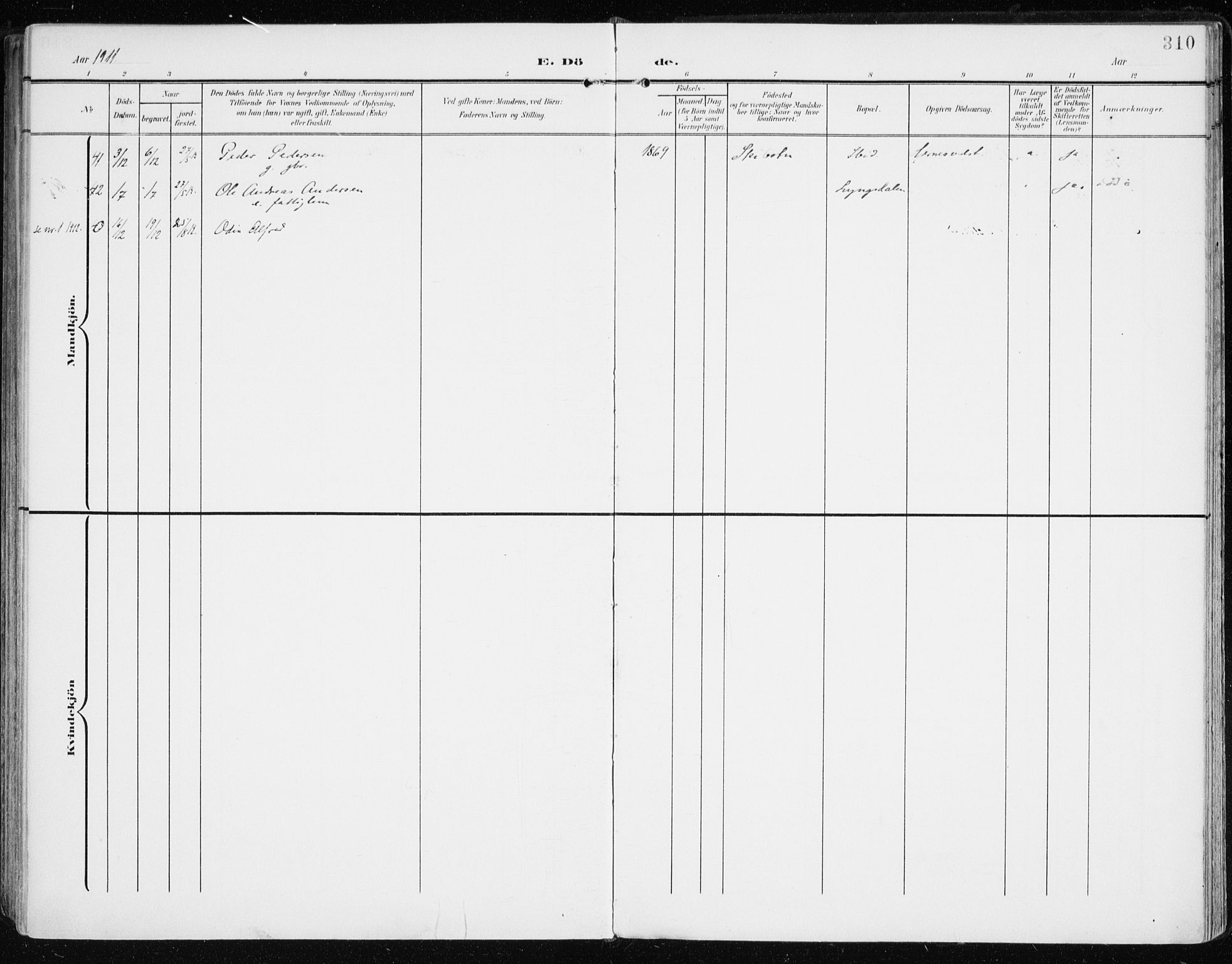 Lyngen sokneprestembete, AV/SATØ-S-1289/H/He/Hea/L0011kirke: Parish register (official) no. 11, 1903-1913, p. 310