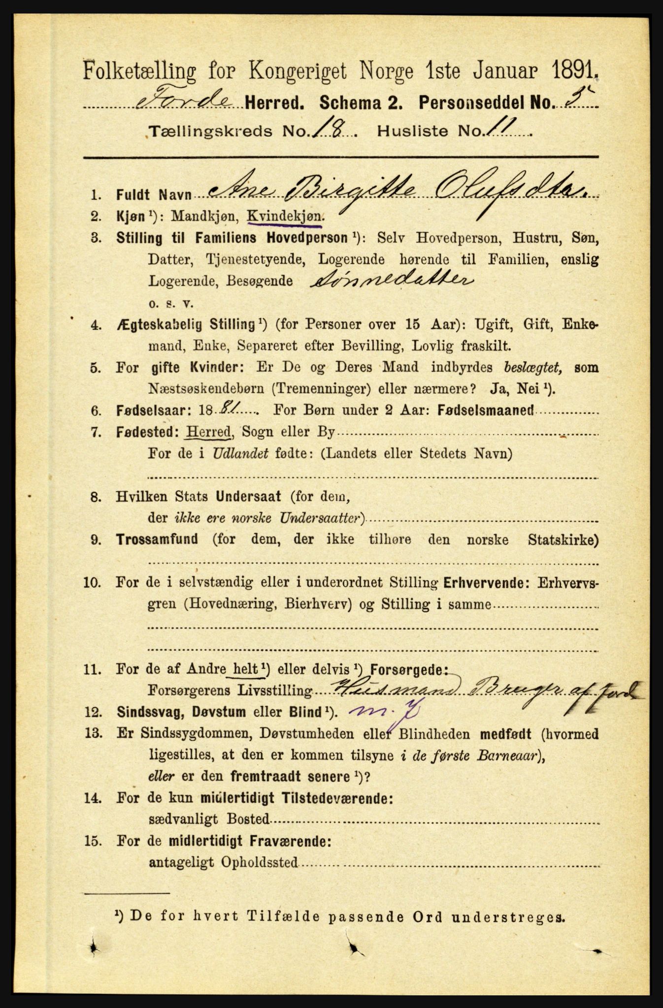 RA, 1891 census for 1432 Førde, 1891, p. 6442