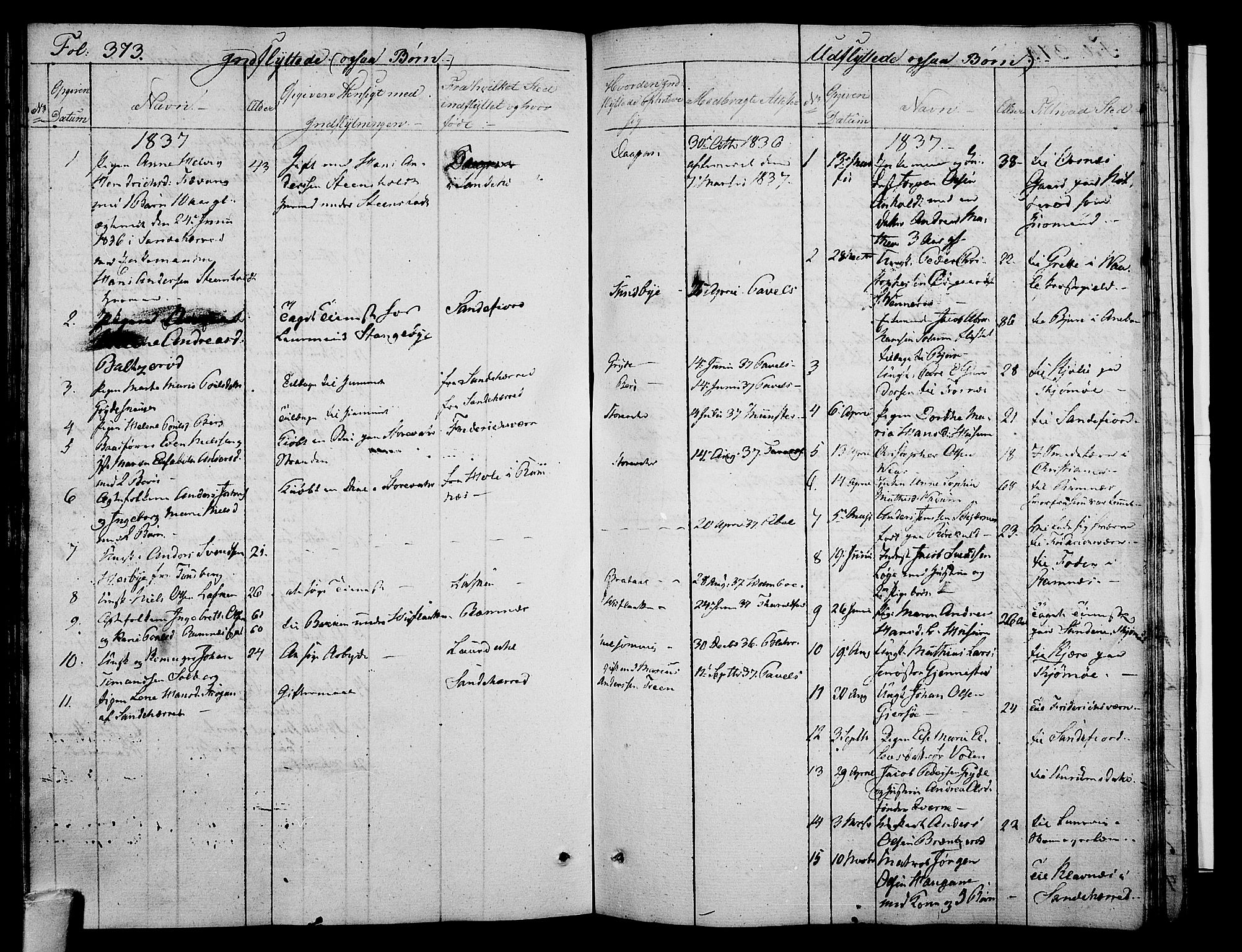 Stokke kirkebøker, AV/SAKO-A-320/F/Fa/L0006: Parish register (official) no. I 6, 1826-1843, p. 373