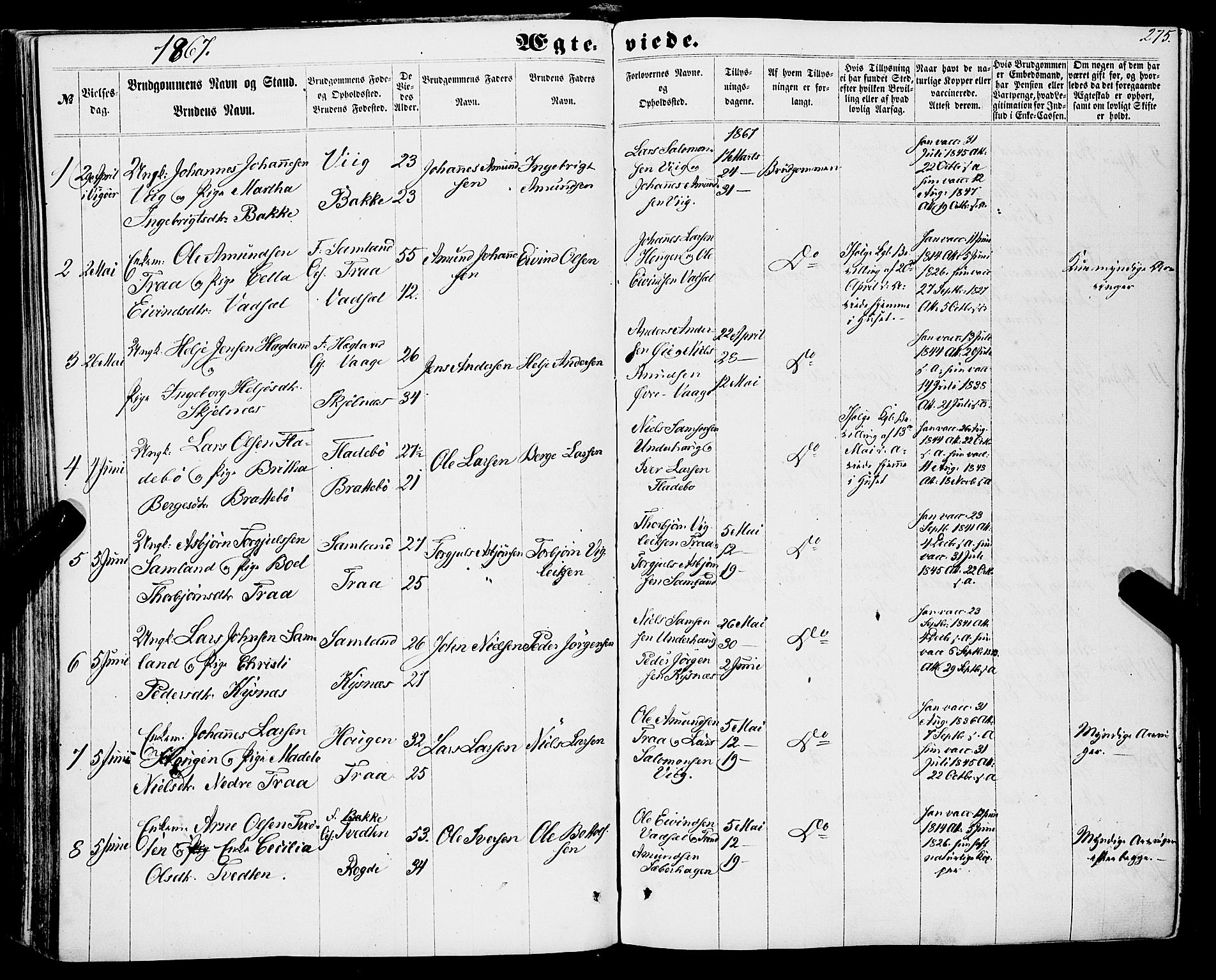 Strandebarm sokneprestembete, AV/SAB-A-78401/H/Haa: Parish register (official) no. A 8, 1858-1872, p. 275