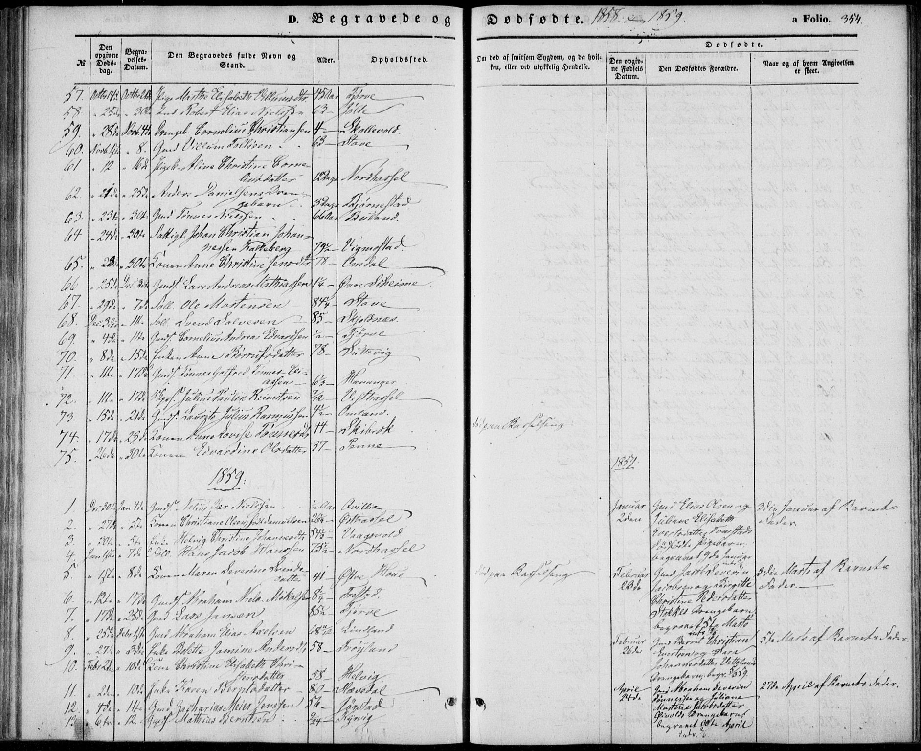 Lista sokneprestkontor, AV/SAK-1111-0027/F/Fb/L0002: Parish register (copy) no. B 2, 1847-1862, p. 354